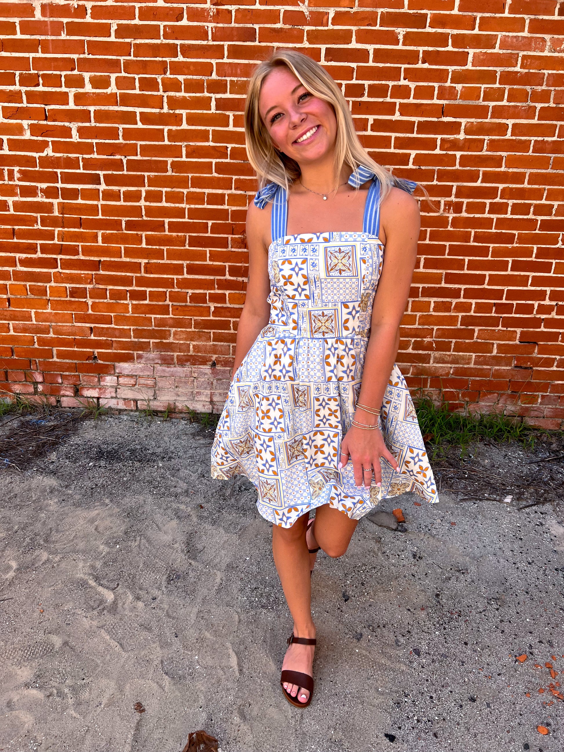 Brinn Tie Strap Woven Print Mini Dress-Dress-She & Sky-Bin B4,DJR,FD 08/12/25,SY9035-The Twisted Chandelier