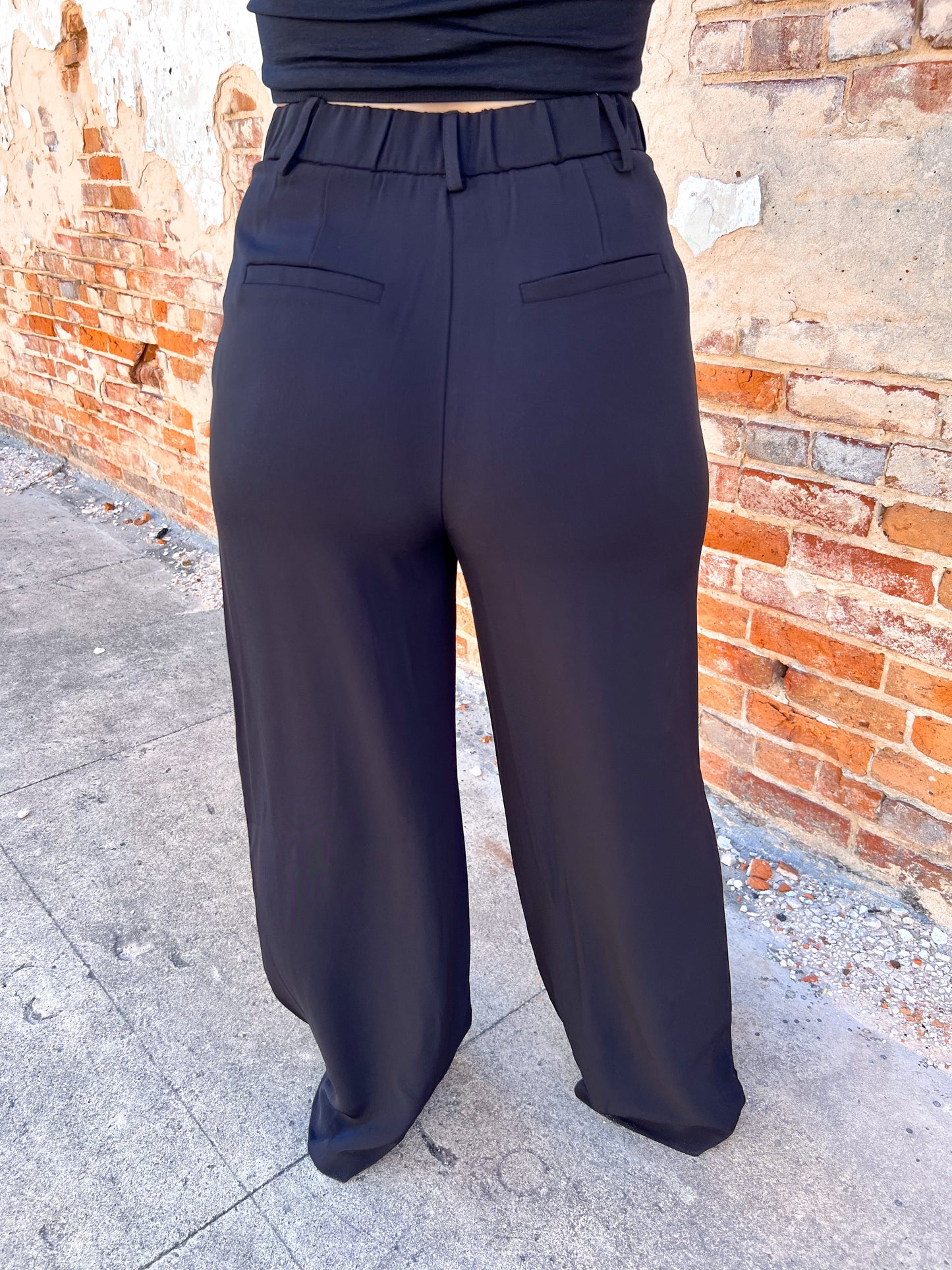 Raella Solid Point Wide Pants - Black-Pants-Umgee-BIN A5, Max Retail-The Twisted Chandelier