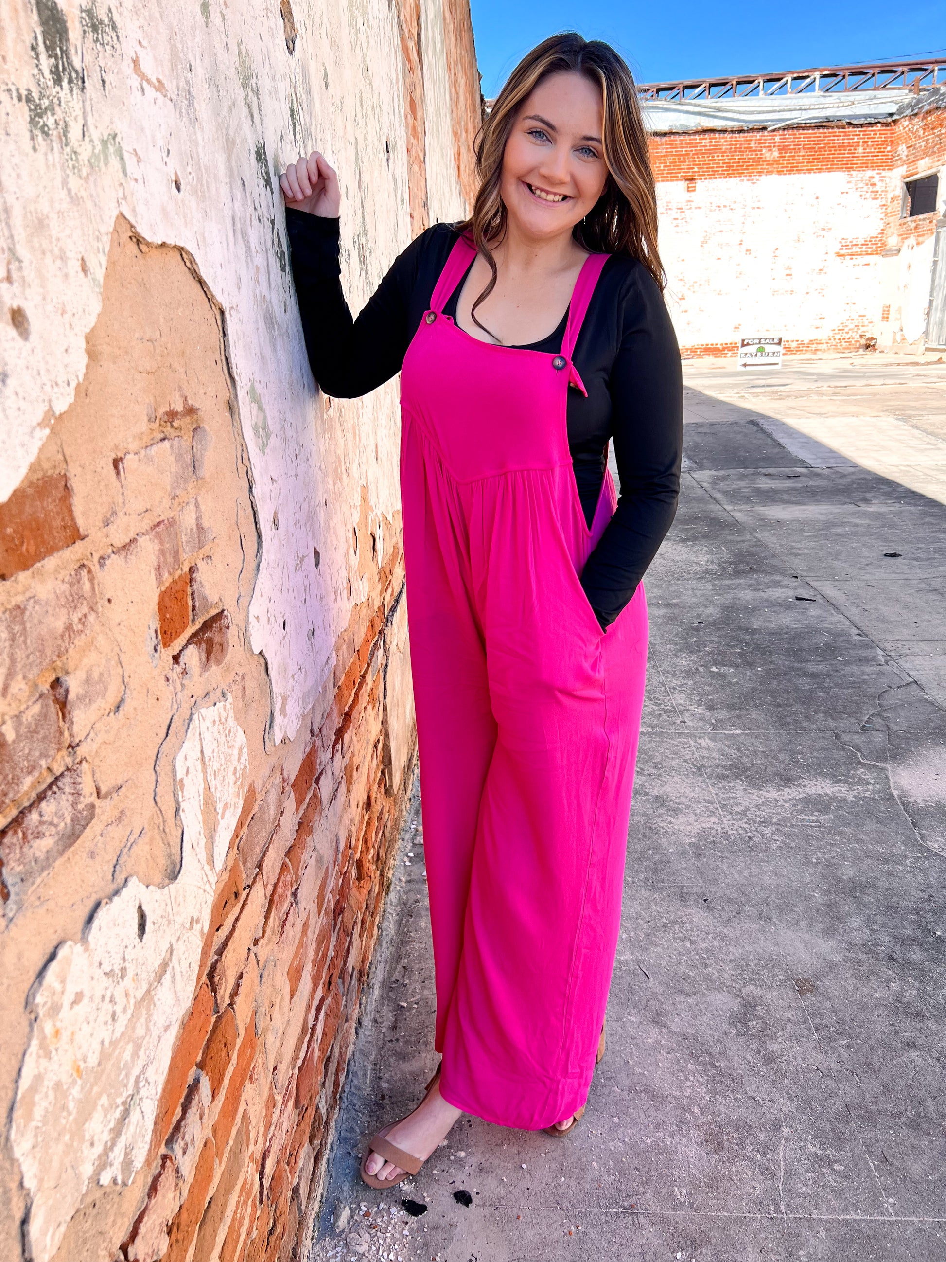 Vivienne Pink Crepe Overall Jumpsuit-Overalls-Kori America-Created - 01/15/24-The Twisted Chandelier