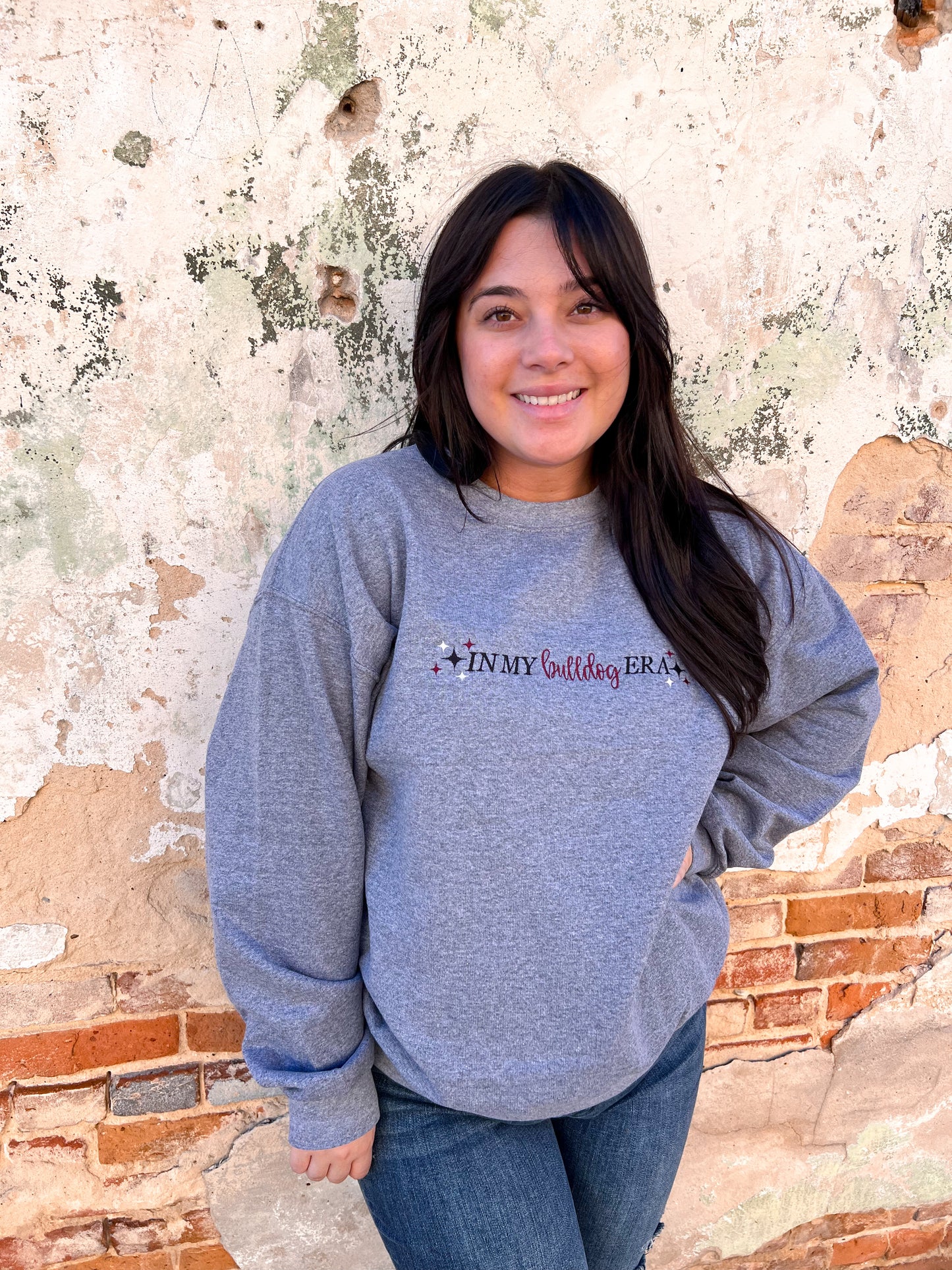 In My Bulldog Era Embroidered Sweatshirt-Sweatshirt-Truelove Apparel--The Twisted Chandelier