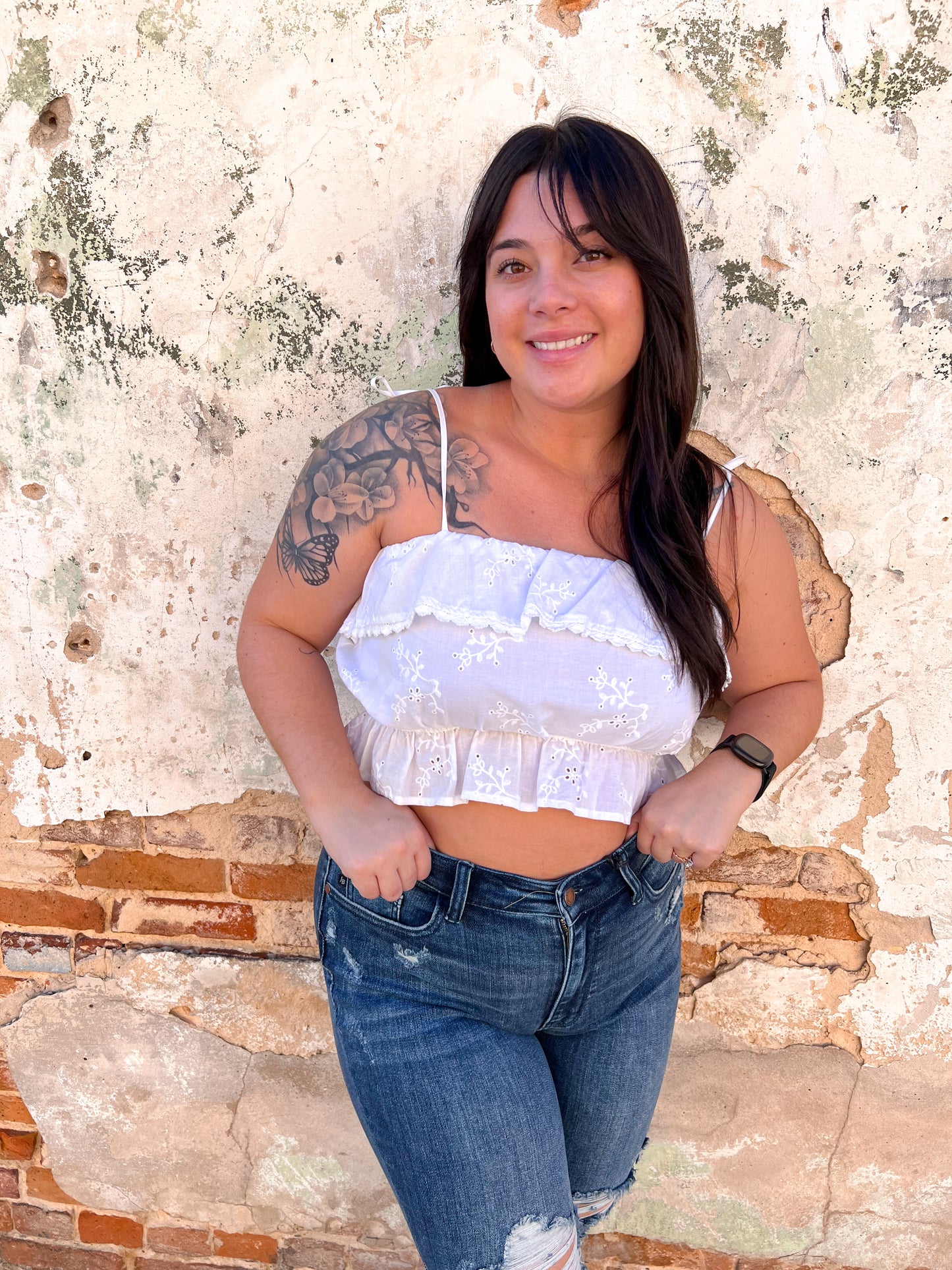 Dannah Woven Solid Sleeve Ruffle Cami Tank Top - White-Apparel & Accessories-Love Tree-09/06/23, 10056TY, 2nd md, 4/12/22, T2-The Twisted Chandelier