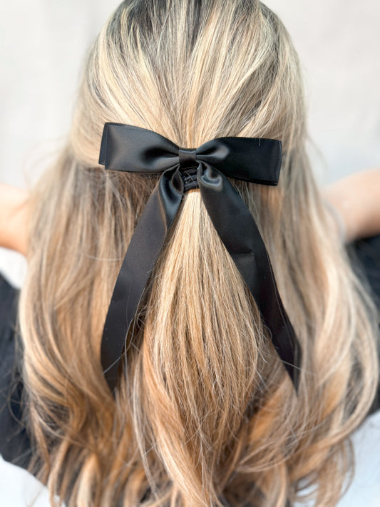 Satin Bow Hair Clip - Black-Hair Claws & Clips-Swan Madchen-Created - 01/15/24-The Twisted Chandelier