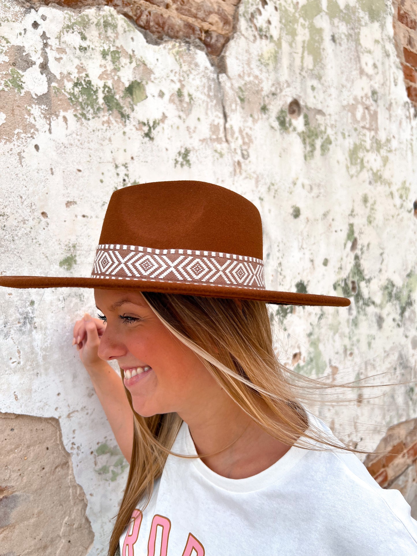 Boho Striped Hatband Fedora Hat - Brown-Hats-Fame Accessories-MMT8257-The Twisted Chandelier