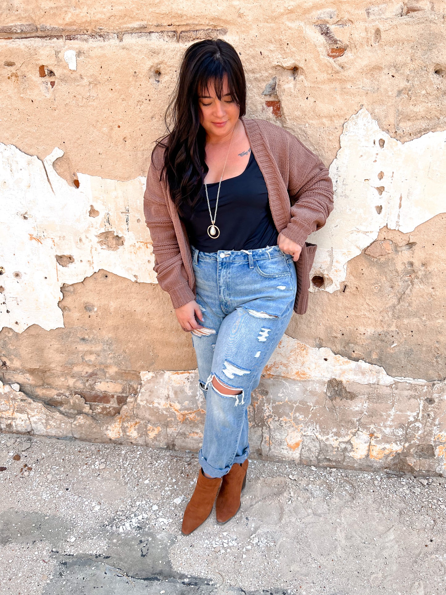 Eleanor Exposed Seam Detail Chunky Sweater Cardigan-Cardigan-VERY J-BIN A1-The Twisted Chandelier