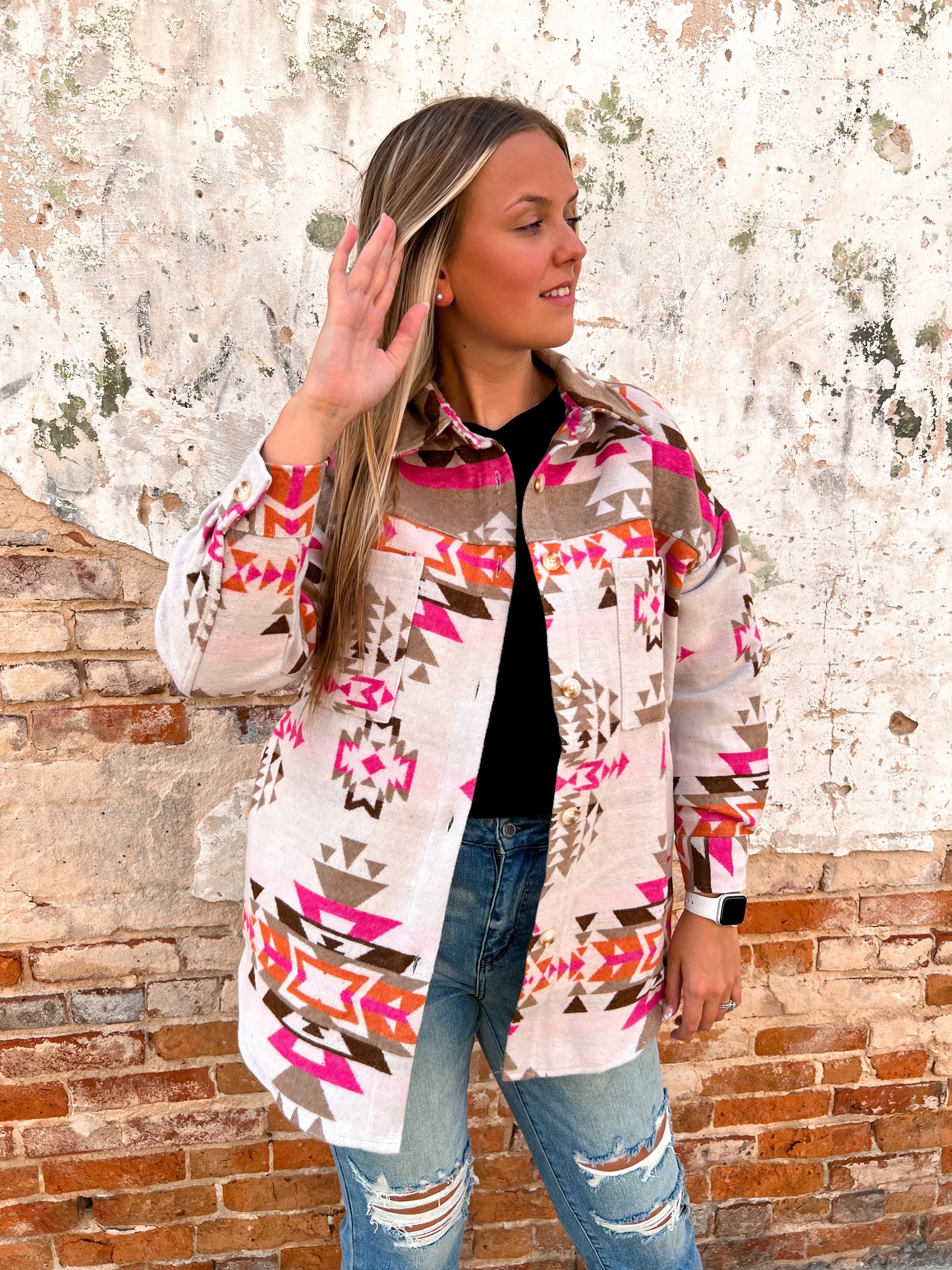 Lauren Aztec Oversized Western Jacket-Jacket-blue b.-bin b5-The Twisted Chandelier