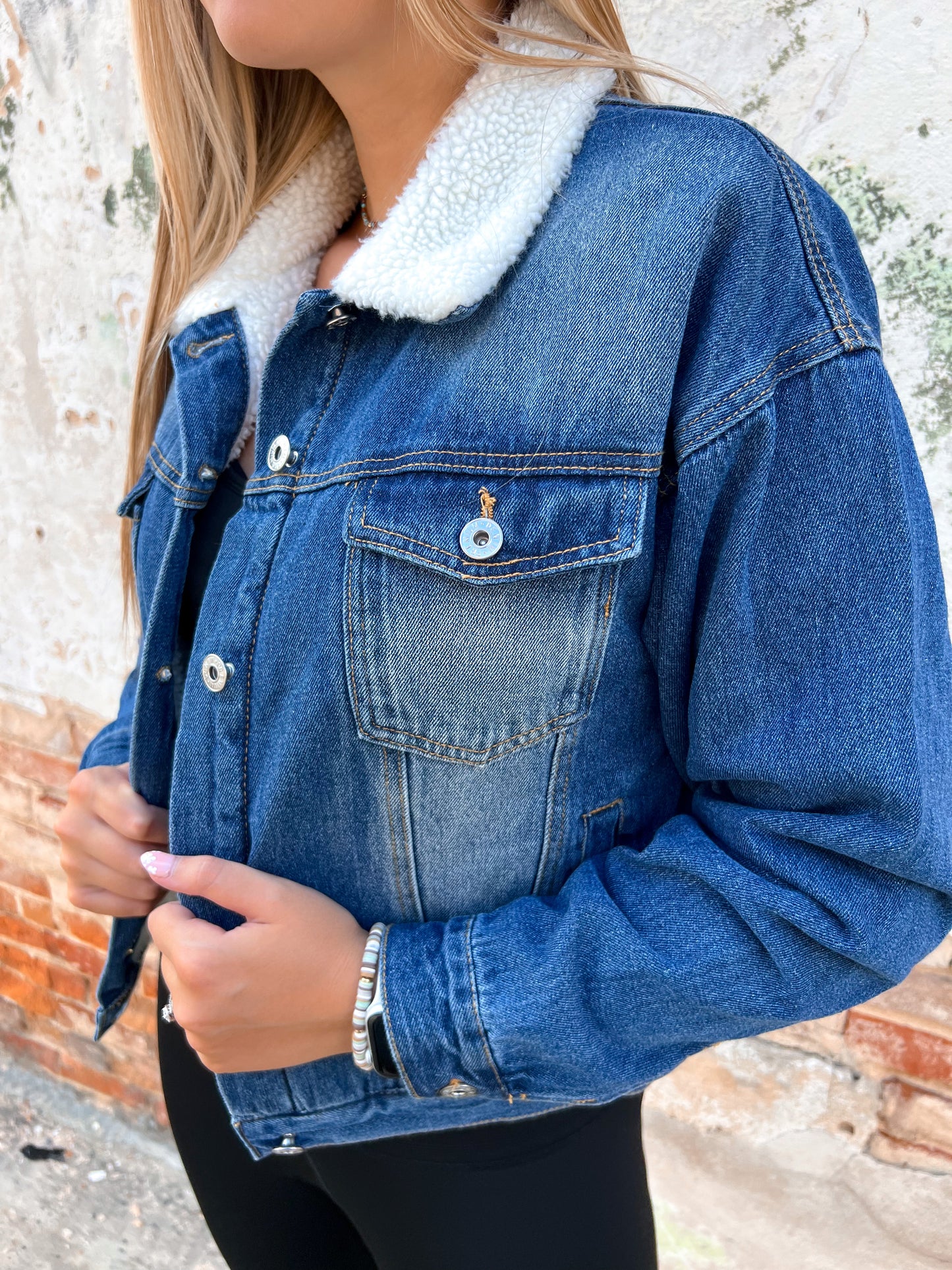 Maddie Sherpa Lined Denim Jacket - Blue-Jacket-Love Tree-J8131, t6-The Twisted Chandelier