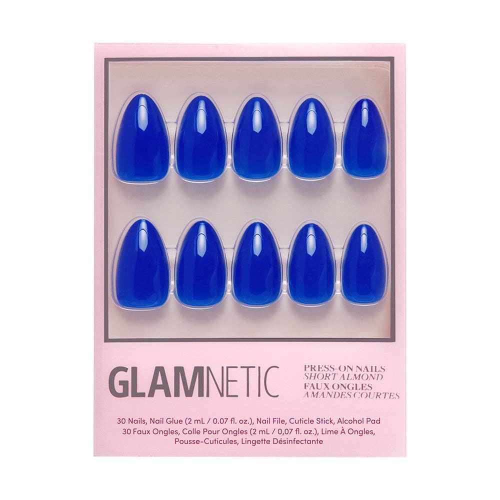 Cobalt Blue Press-On Nails | Solid Nail| Short Almond Length-Glamnetic-The Twisted Chandelier