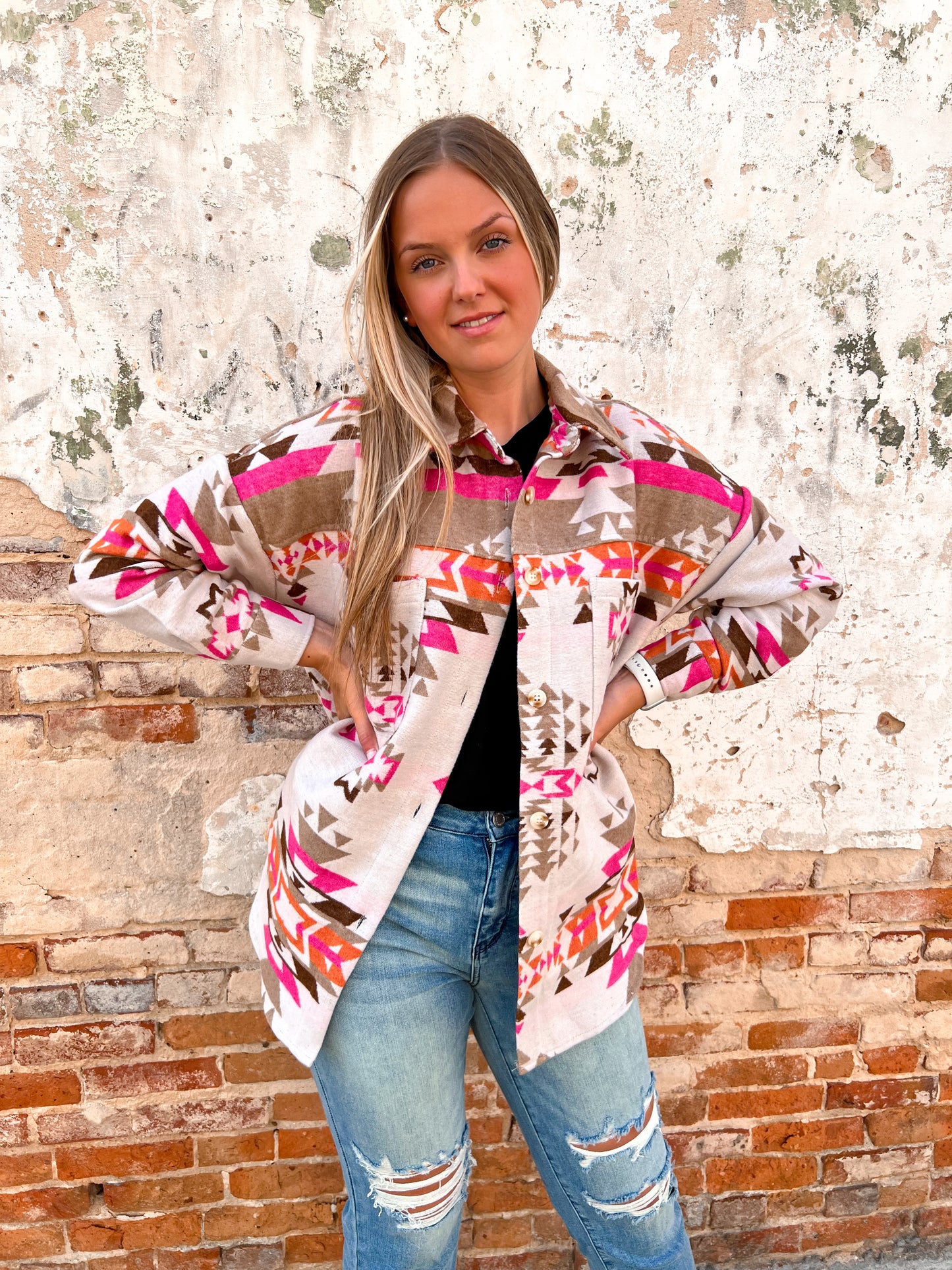 Lauren Aztec Oversized Western Jacket-Jacket-blue b.-bin b5-The Twisted Chandelier