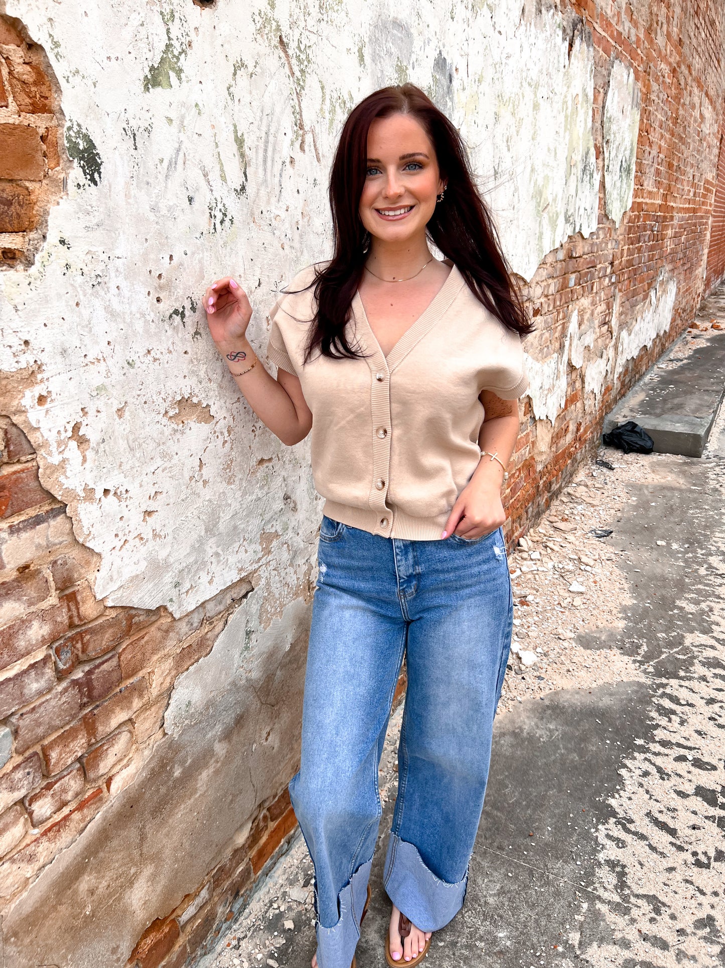Dannah Multi Way Soft Cotton Button Down Sweater Vest Cardigan-Cardigan-in february-Bin B5,FD 03/11/25,Tops Collection-The Twisted Chandelier