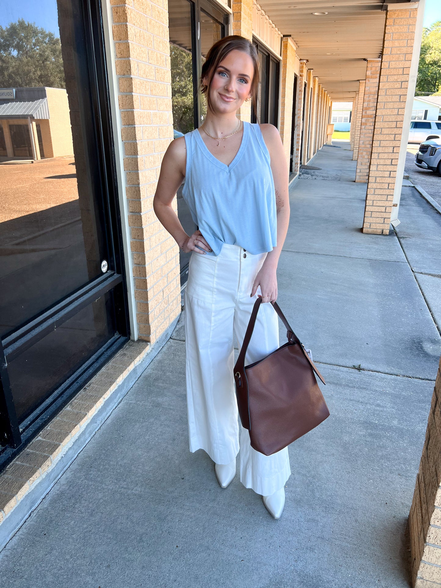 Marda Sleeveless Soft Knit Swing Crop Top - Blue-VERY J-07/24/25,1st md,Bin B5,FD 6/24/25,OGP 28.99,Tops Collection-The Twisted Chandelier