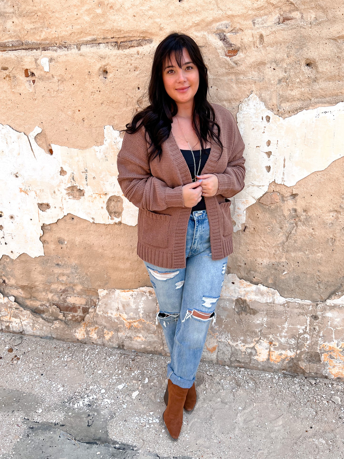 Eleanor Exposed Seam Detail Chunky Sweater Cardigan-Cardigan-VERY J-BIN A1-The Twisted Chandelier