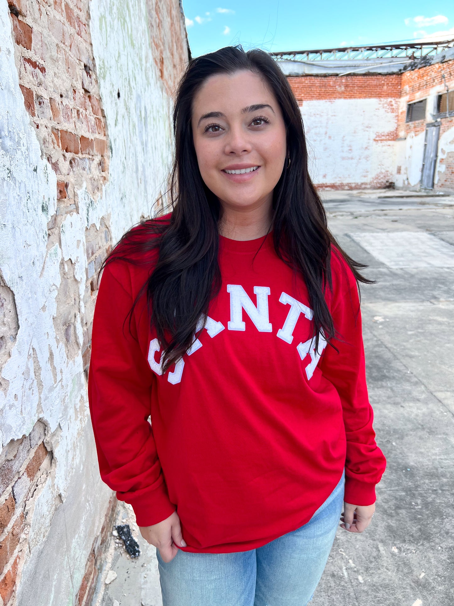 Soft Ideal Chenille Santa Long Sleeve T-Shirt-Top-Tees2urdoor-$25 & Under Sale,Tops Collection-The Twisted Chandelier