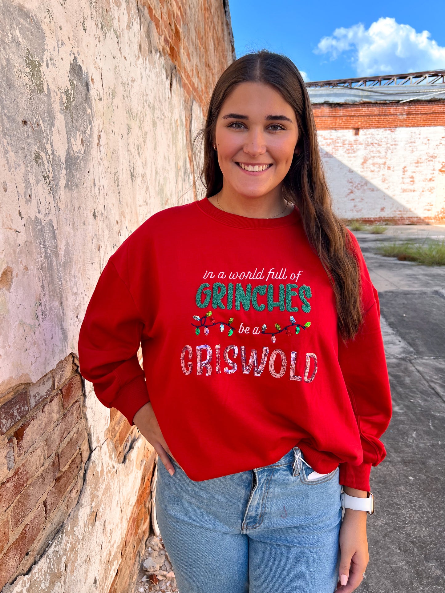 Mary Square Sarah Sweatshirt | Griswold-Sweatshirt-Mary Square-Christmas tote ct1,Tops Collection-The Twisted Chandelier