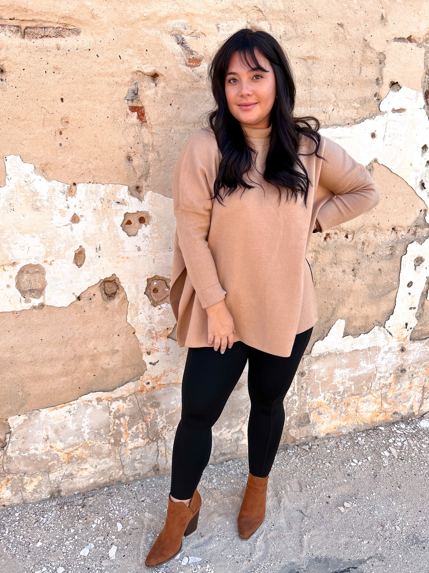 Allie Mock Neck Long Sleeve Top-Sweater-Entro-BIN B4-The Twisted Chandelier
