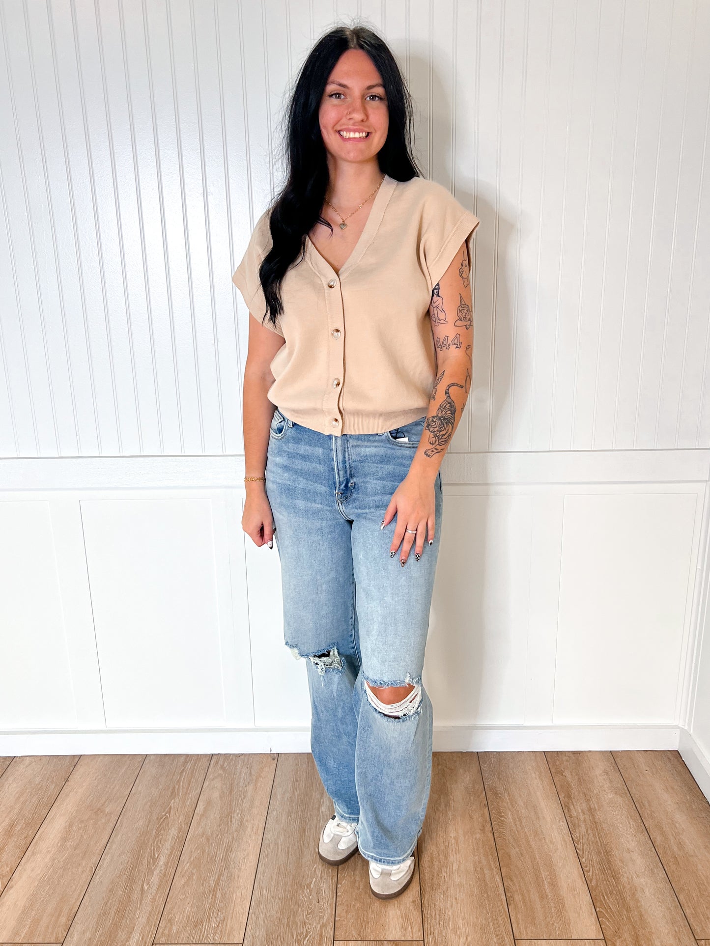 Dannah Multi Way Soft Cotton Button Down Sweater Vest Cardigan-Cardigan-in february-05/14/25,06/30/25,10/04/25,1st md,BIN A 3,FD 03/11/25,Tops Collection-The Twisted Chandelier