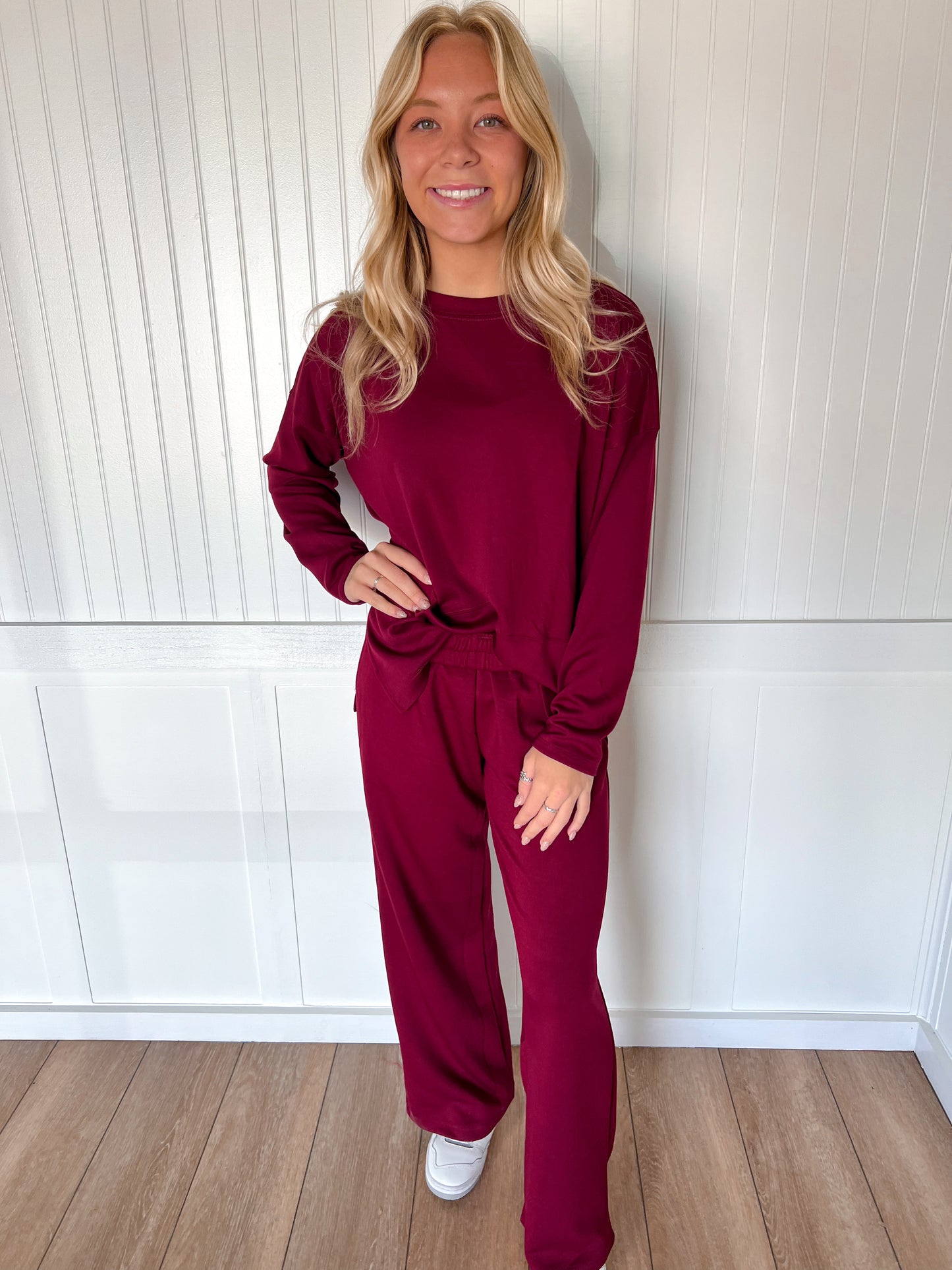 Monroe Scuba Side Slit Top & Pants Set – Soft Stretch Two-Piece Lounge Set-Outfit Sets-Zenana-FD 11/6/25-The Twisted Chandelier