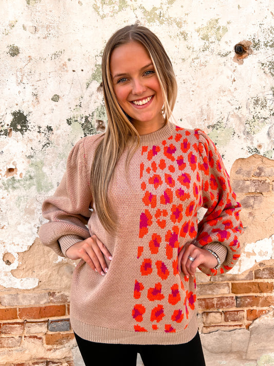Katherine Colorblock Leopard Print Knit Pullover-Top-jodifl-Max Retail-The Twisted Chandelier