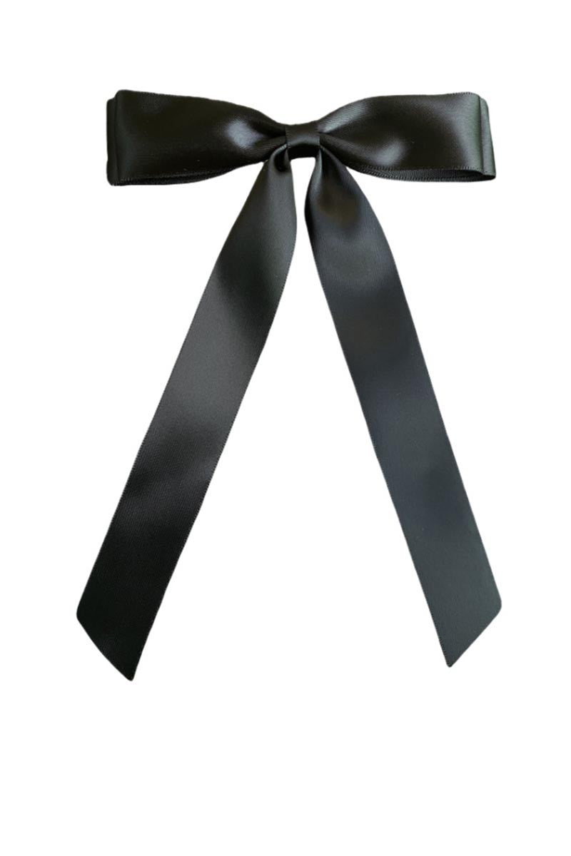 Satin Bow Hair Clip - Black-Hair Claws & Clips-Swan Madchen-Created - 01/15/24-The Twisted Chandelier