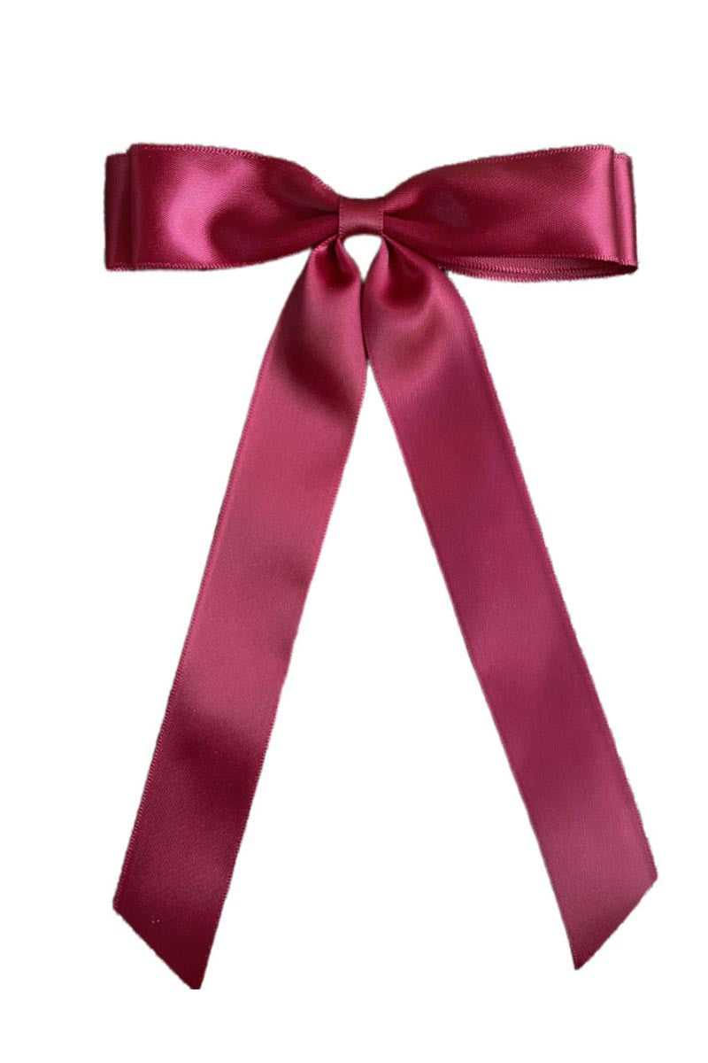 Satin Bow Hair Clip - Burgundy-Hair Claws & Clips-Swan Madchen-Accessories,Created - 01/15/24,FD JAN 24-The Twisted Chandelier
