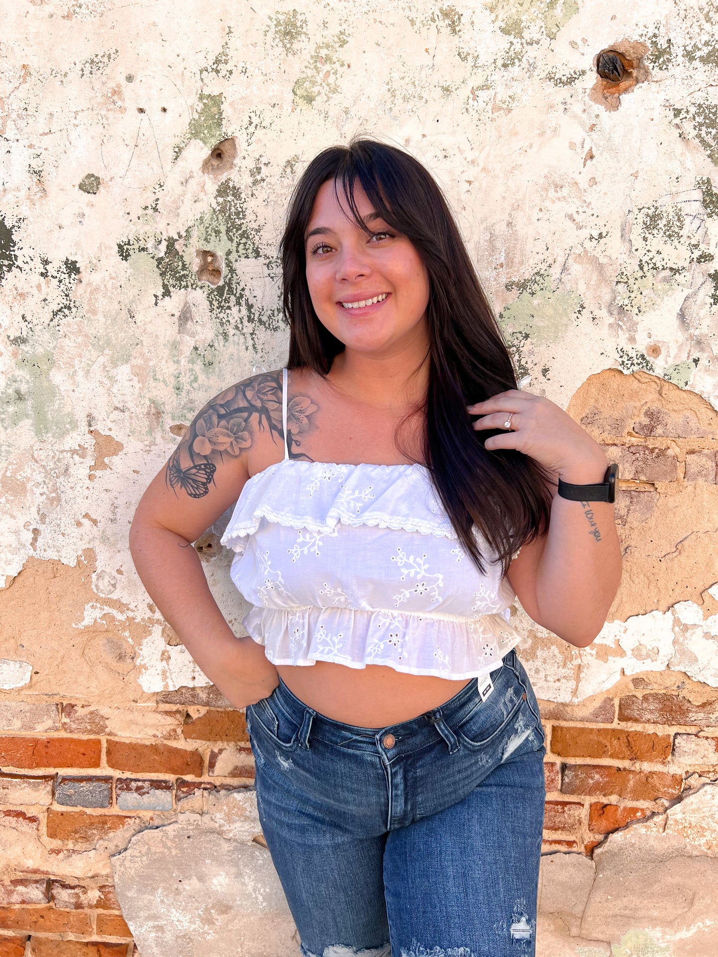 Dannah Woven Solid Sleeve Ruffle Cami Tank Top - White-Apparel & Accessories-Love Tree-09/06/23, 10056TY, 2nd md, 4/12/22, T2-The Twisted Chandelier