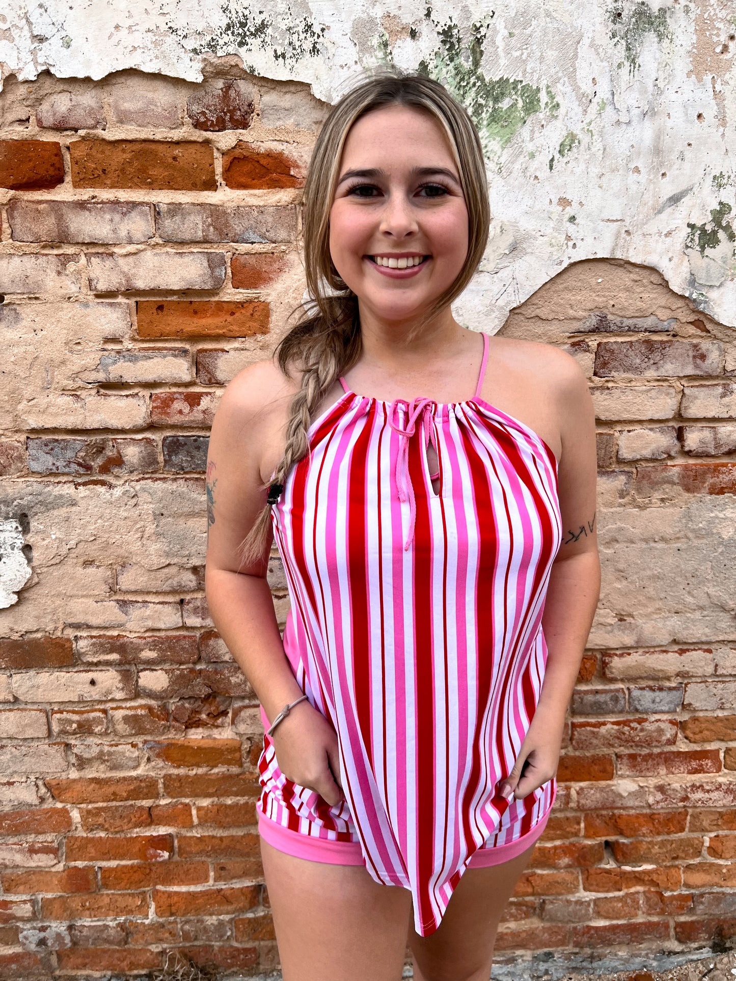 Red & Pink Stripe Pajama Set-Pajama Set-The Royal Standard--The Twisted Chandelier