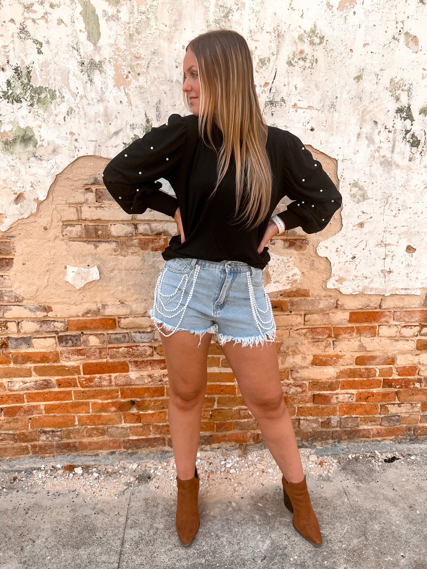 Ingrid Pearl Embellished Long Sleeve Top-Top-Your Fashion Wholesale-11/28/23 md, 1st md-The Twisted Chandelier