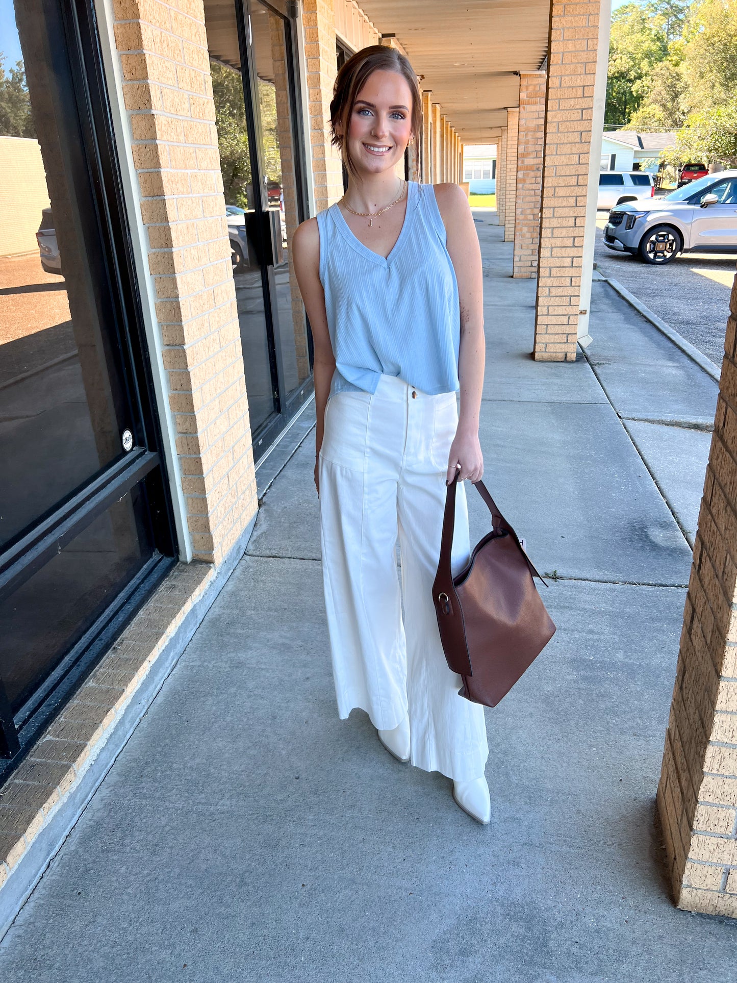 Marda Sleeveless Soft Knit Swing Crop Top - Blue-VERY J-07/24/25,1st md,Bin B5,FD 6/24/25,OGP 28.99,Tops Collection-The Twisted Chandelier