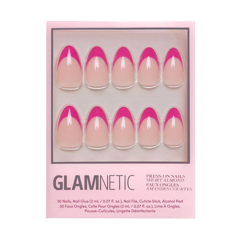 Raspberry Sorbet Press-On Nails | French Tip | Short Almond-Glamnetic-The Twisted Chandelier