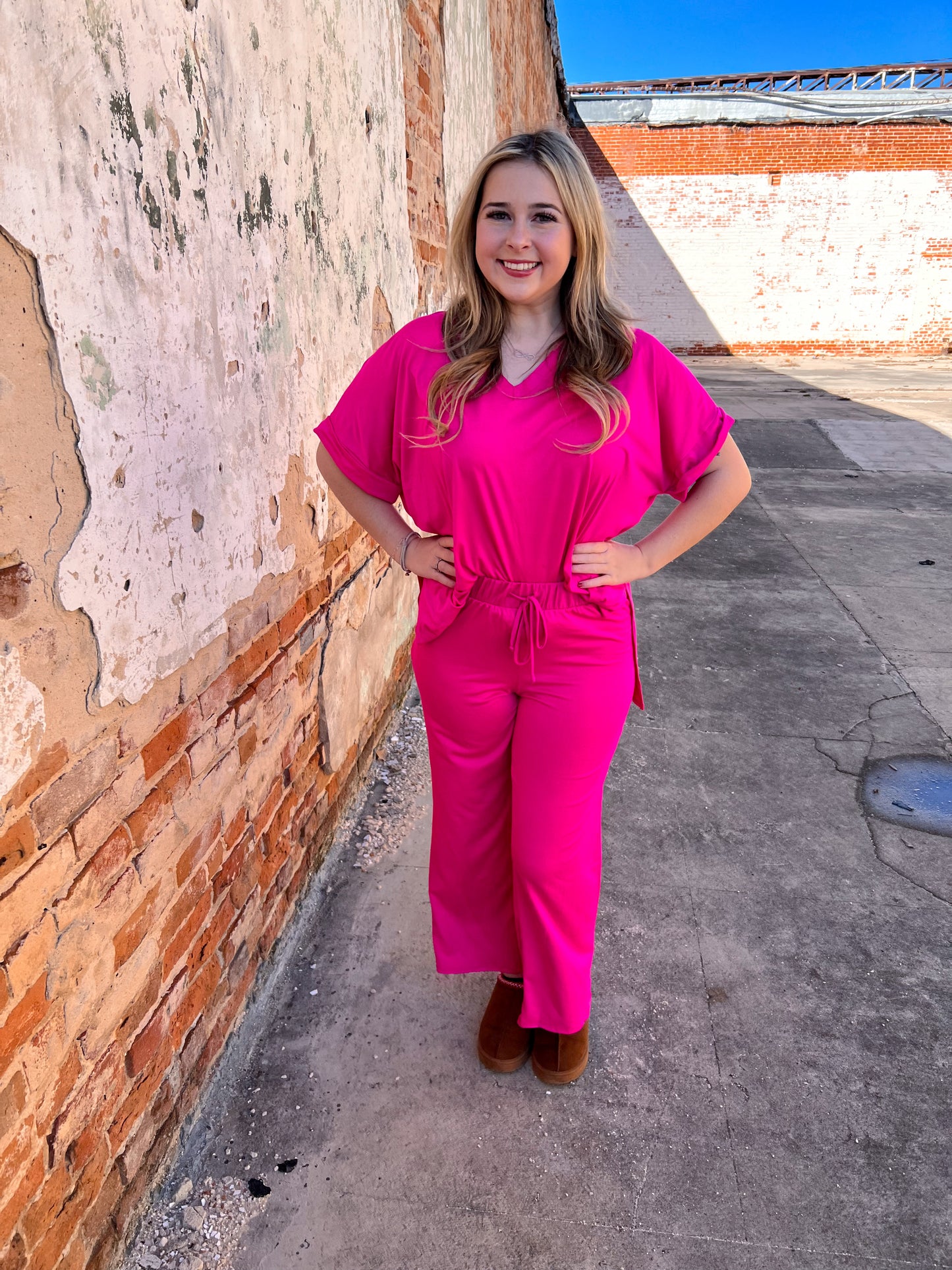 Lexi Lounge Pants Fuchsia-Active Wear-better be-05/30/24,1st md,bottoms,FD JAN 24-The Twisted Chandelier