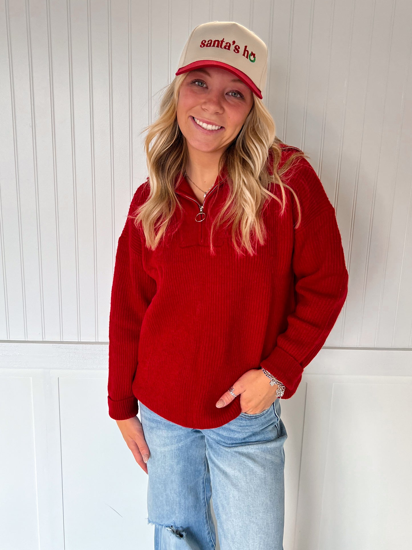 Santa's Ho Embroidered Trucker Hat-LC Elizabeth-The Twisted Chandelier