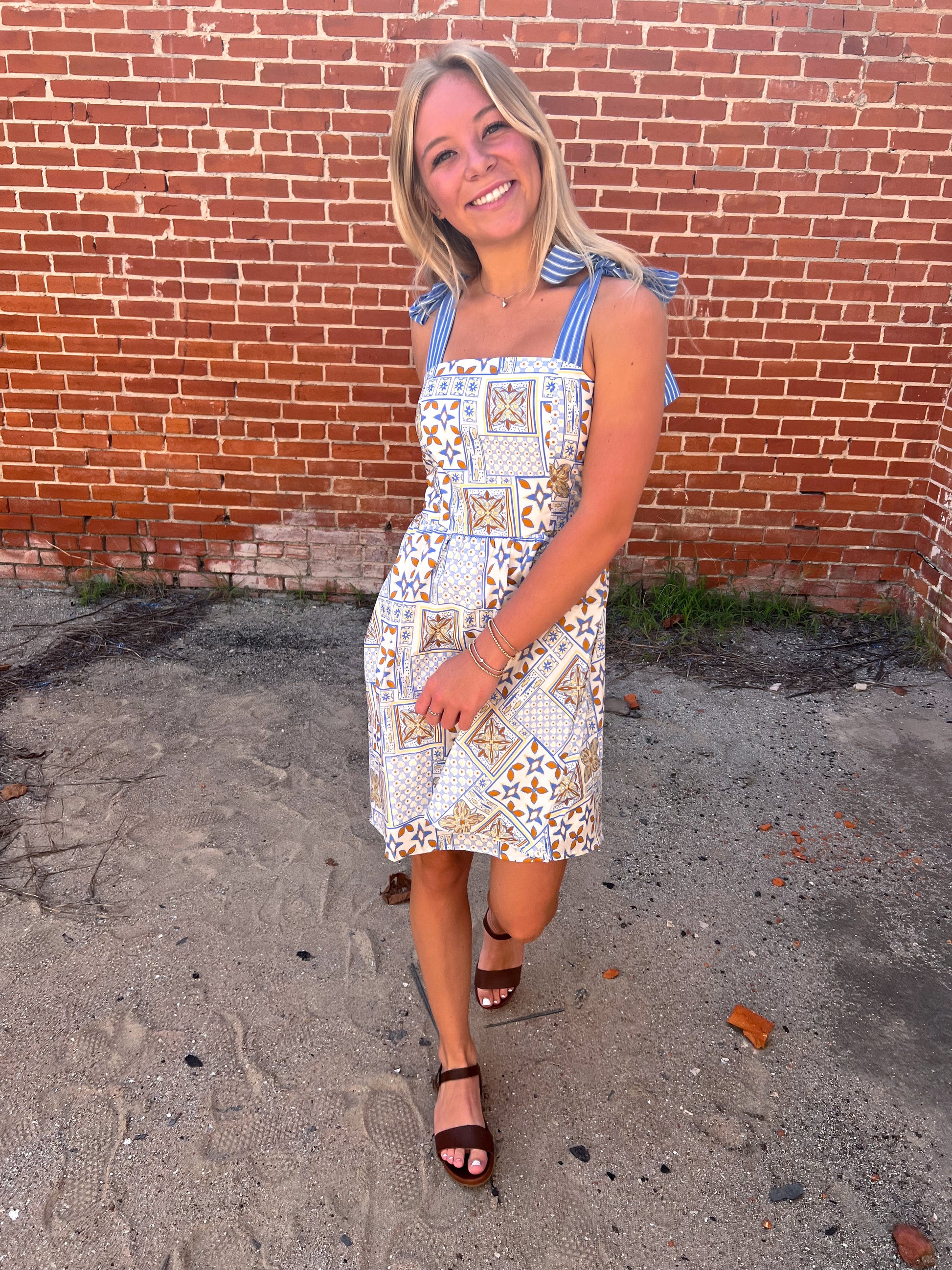 Brinn Tie Strap Woven Print Mini Dress-Dress-She & Sky-Bin B4,DJR,FD 08/12/25,SY9035-The Twisted Chandelier