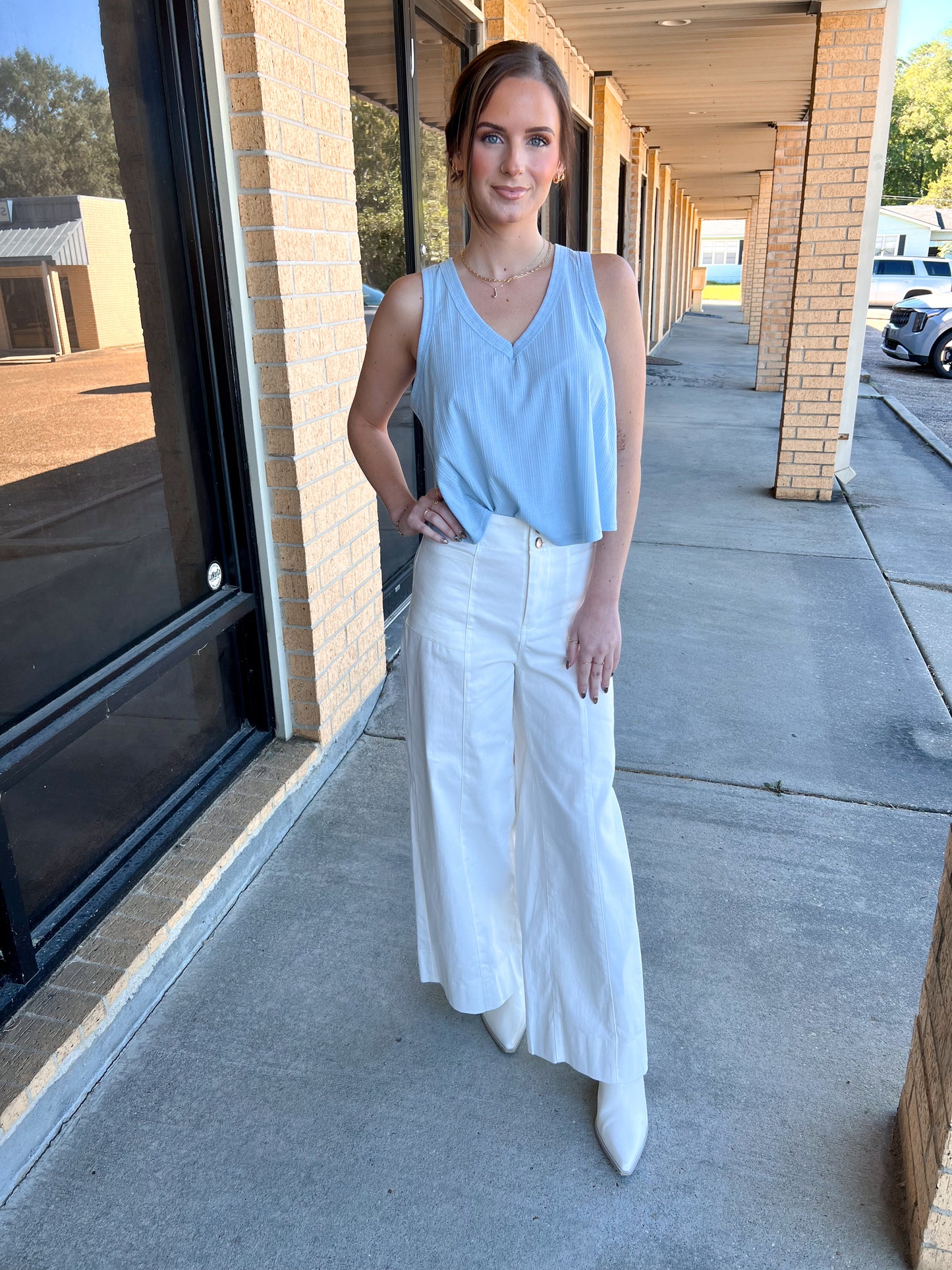 Marda Sleeveless Soft Knit Swing Crop Top - Blue-VERY J-07/24/25,1st md,Bin B5,FD 6/24/25,OGP 28.99,Tops Collection-The Twisted Chandelier