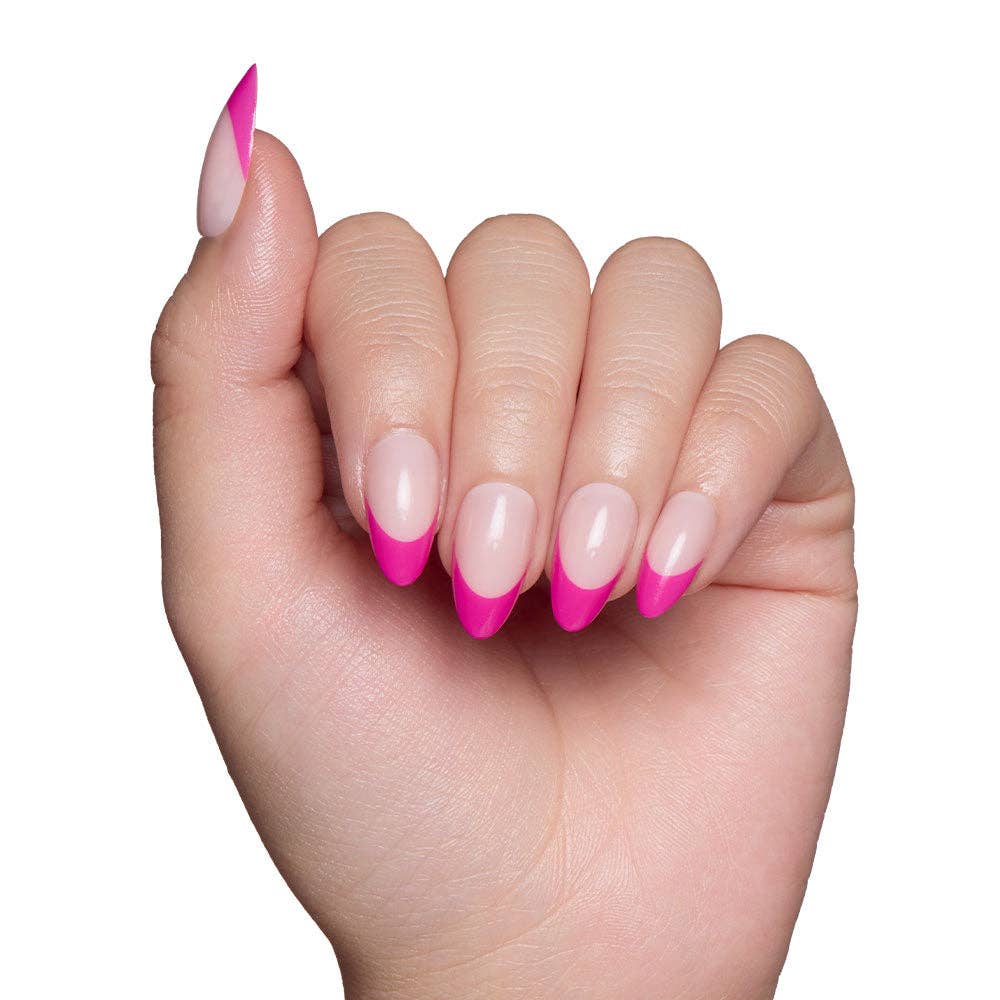 Raspberry Sorbet Press-On Nails | French Tip | Short Almond-Glamnetic-The Twisted Chandelier