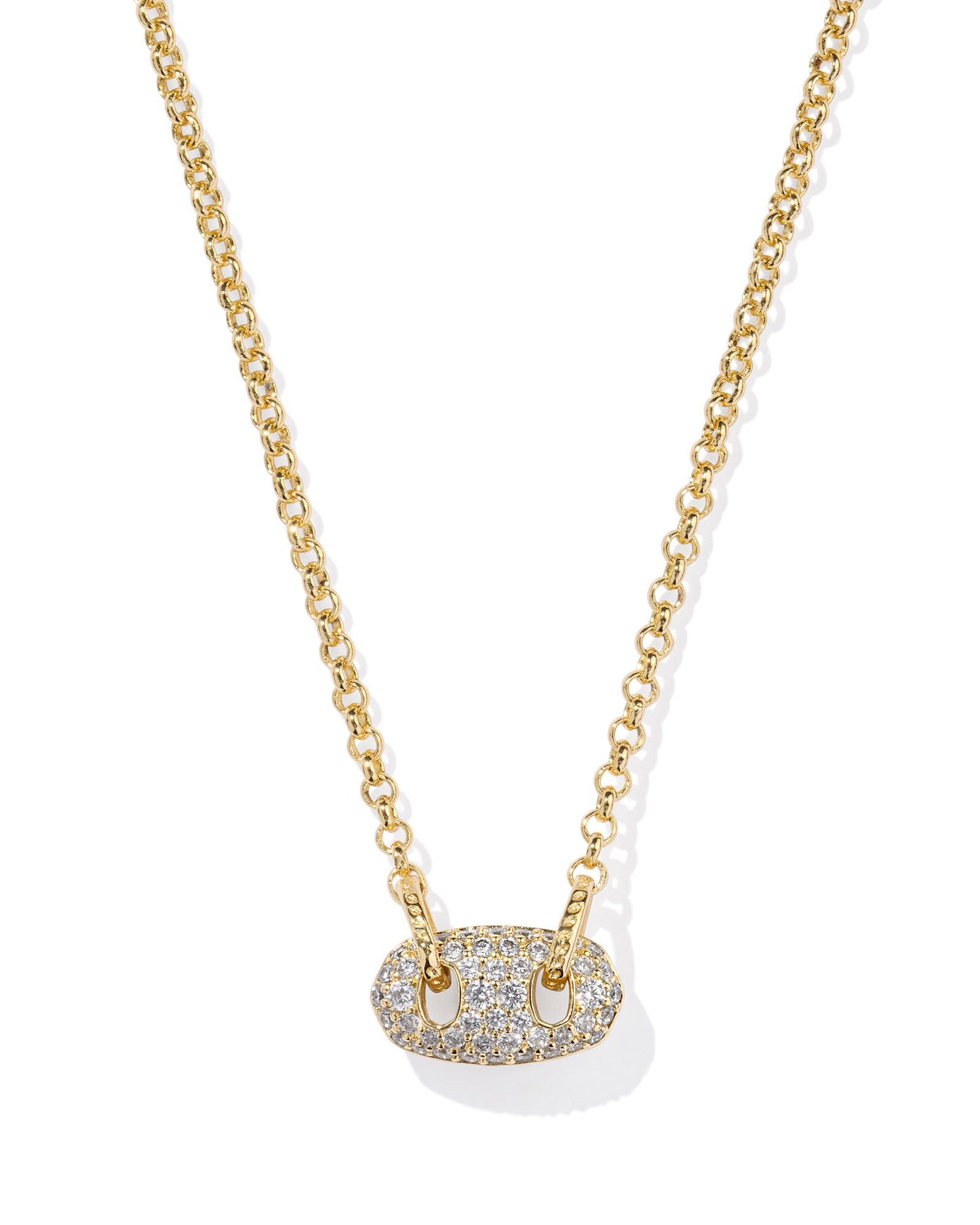 Kendra Scott Bailey Pave Short Pendant Necklace Gold White Crystal-Necklaces-Kendra Scott-CR 09/30/24,FD 10/01/24,N00855GLD-The Twisted Chandelier