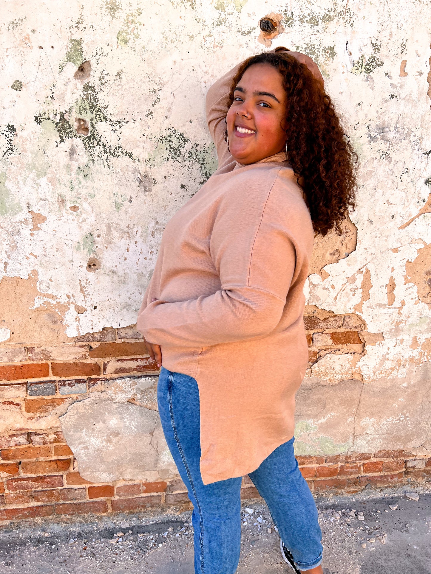 Allie Mock Neck Long Sleeve Top - Plus-Sweater-Entro-BIN B4-The Twisted Chandelier