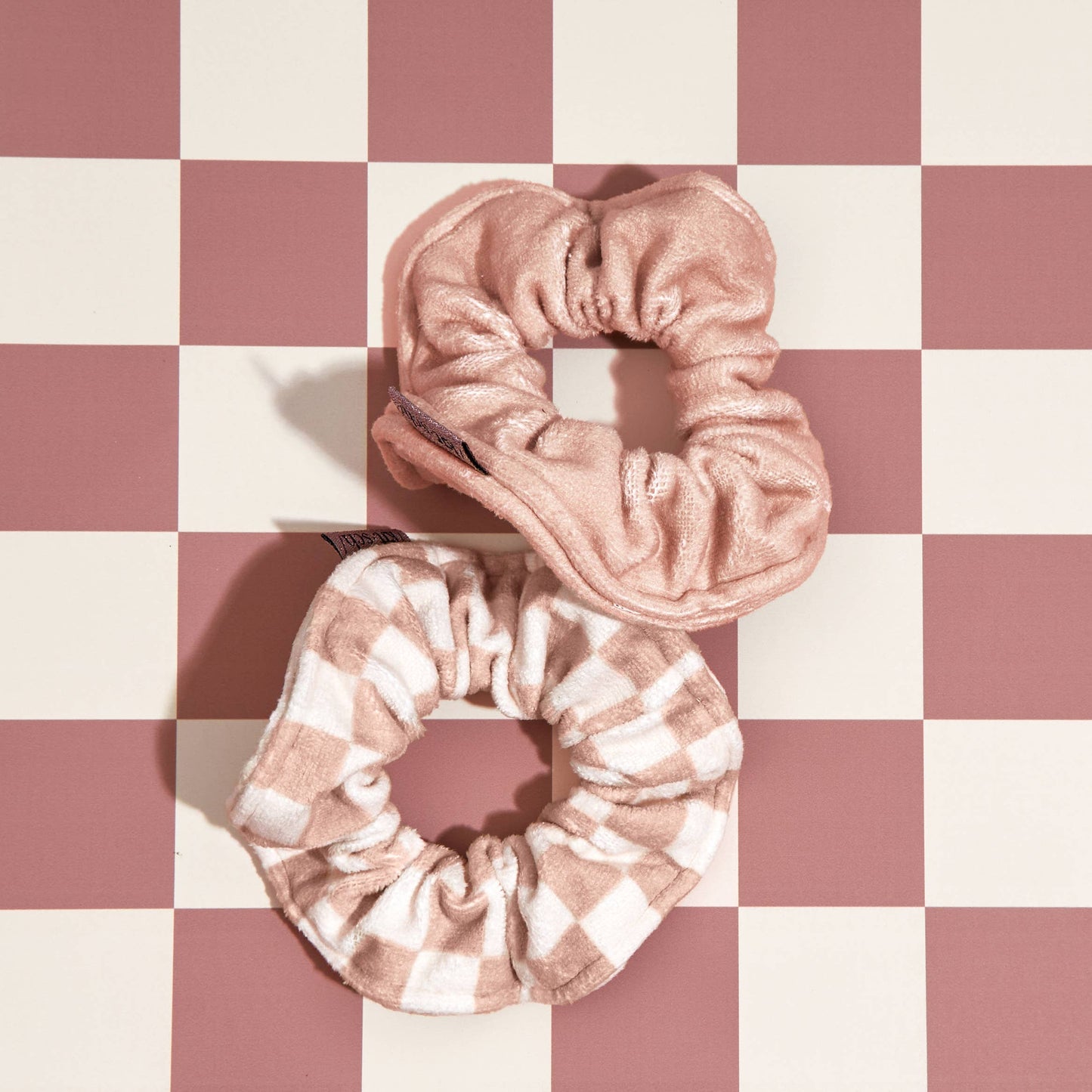 Microfiber Quick-Dry Towel Scrunchie 2PC- Terracotta Checker-KITSCH-Accessories-The Twisted Chandelier