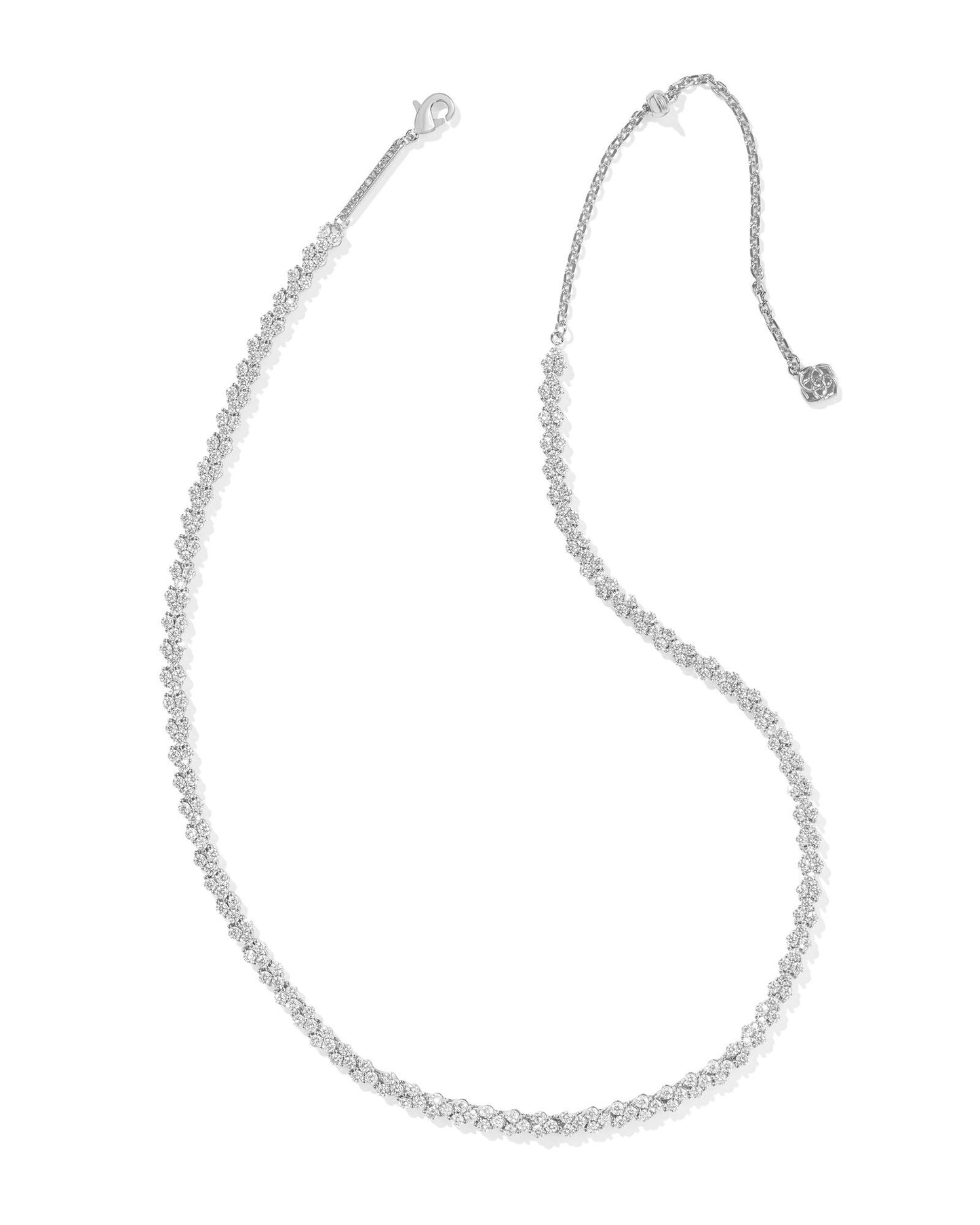 Kendra Scott Emery Tennis Necklace Silver White Crystal-Necklaces-Kendra Scott-CR 09/30/24,FD 10/01/24,Max Retail,N00852RHD,Sale Kendra Scott-The Twisted Chandelier
