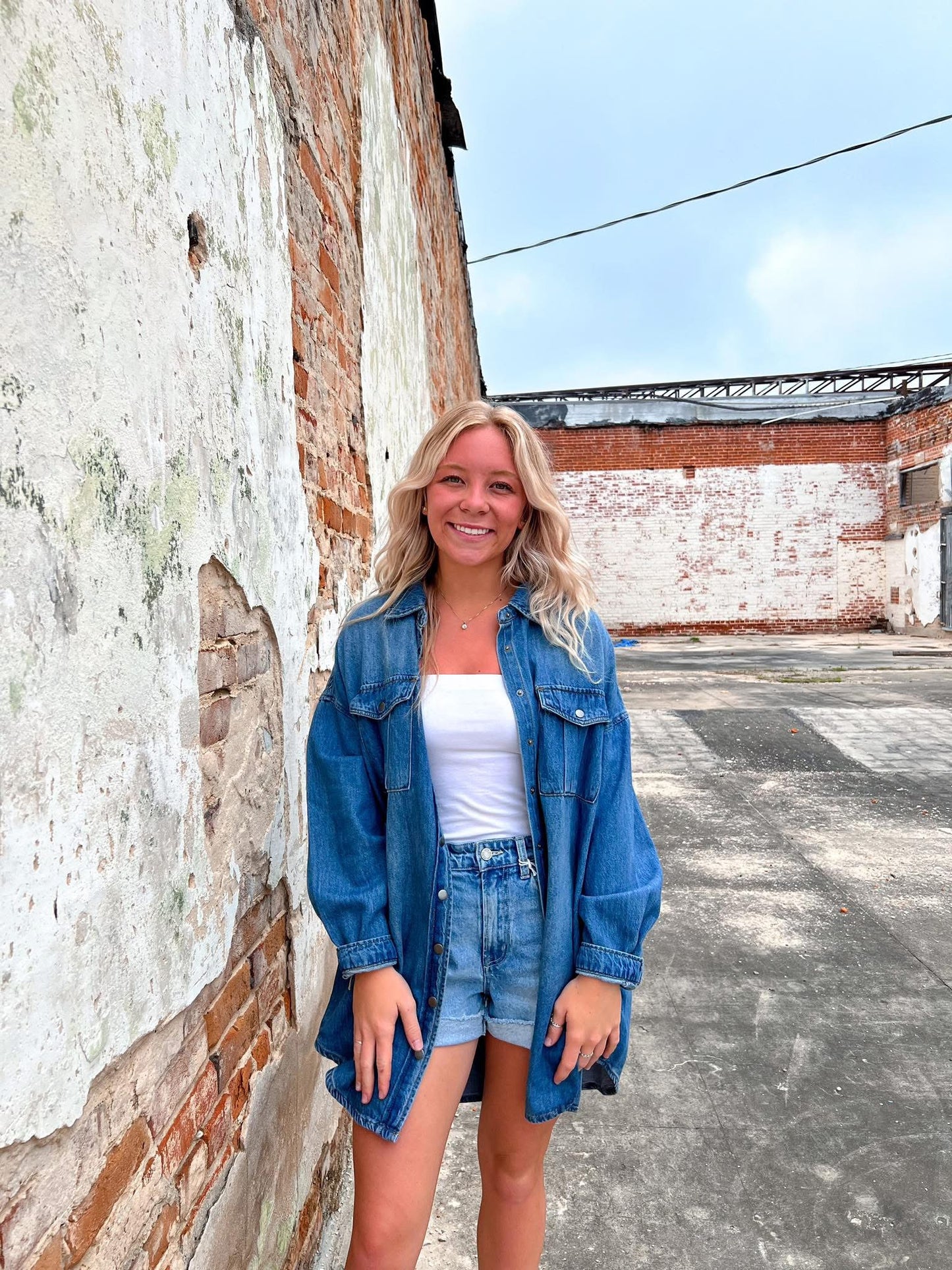Jolie Ultra Lightweight Oversized Medium Wash Denim Shacket-Coats & Jackets-Risen Jeans-FD 04/02/25-The Twisted Chandelier