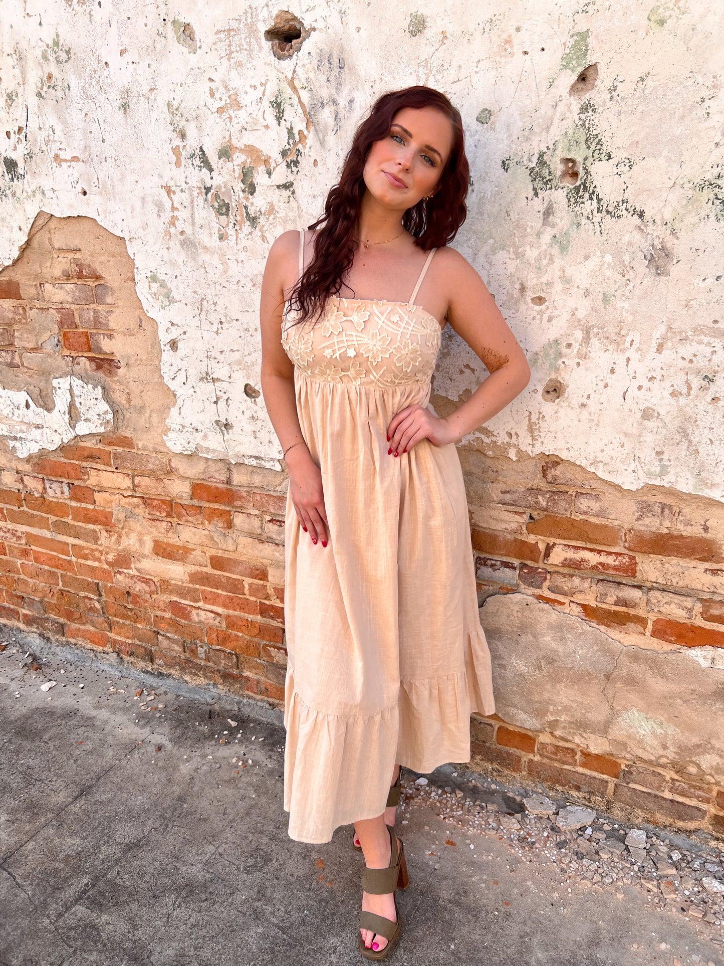 Marla Floral Embroidery Midi Dress With Back Ribbon-Midi Dress-idem ditto-DJR,FD 04/01/25-The Twisted Chandelier