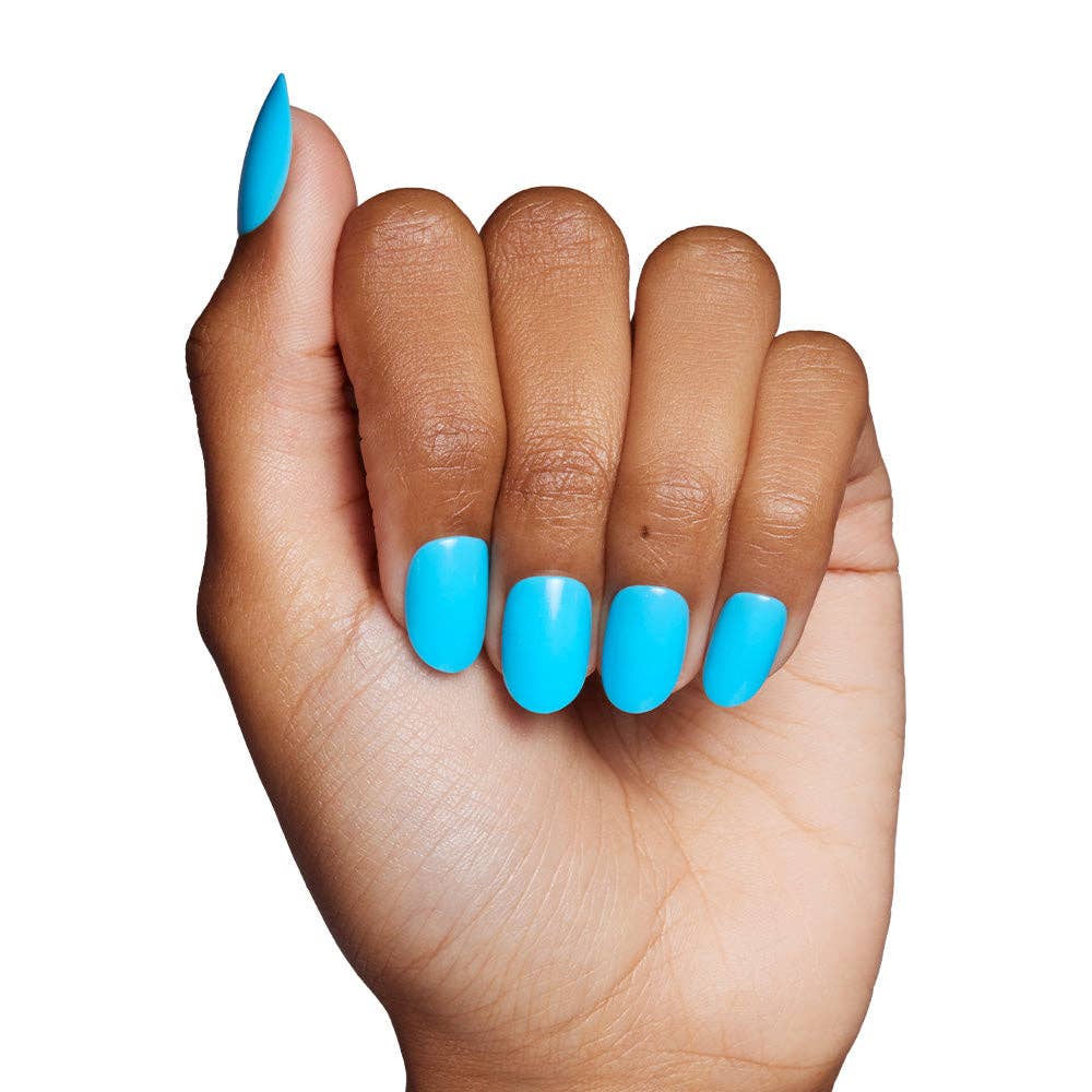 Azure Blue Press-On Nails | Short Round Length | Solid Nails-Glamnetic-The Twisted Chandelier