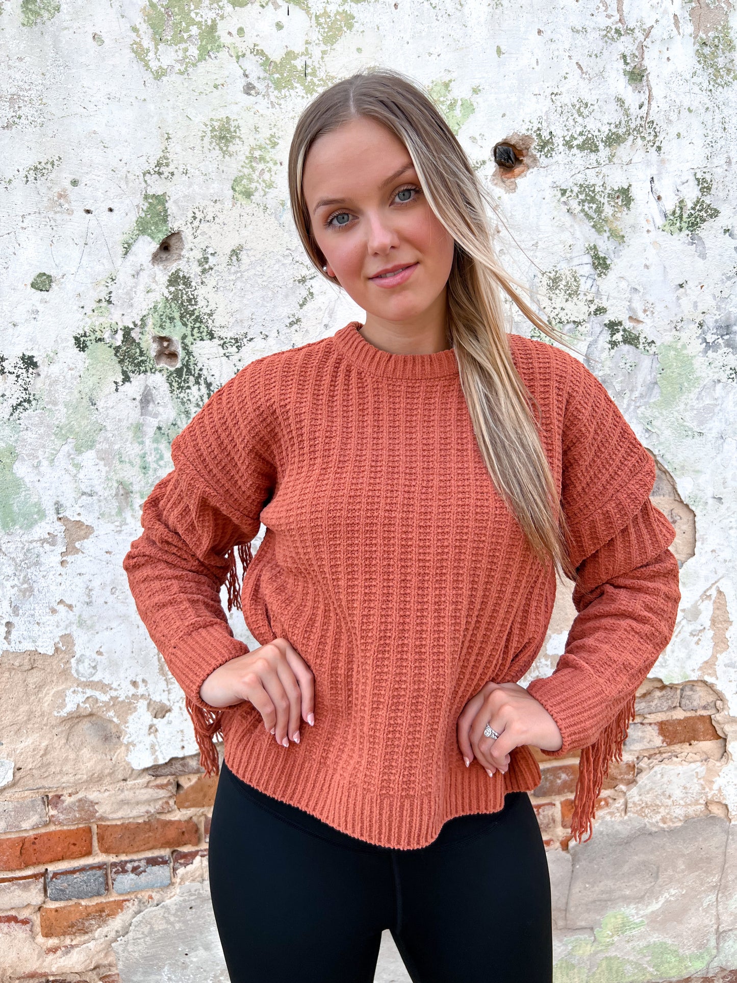 Skylar Fringe Detail Western Sweater Top-Top-VERY J-11/28/23 md, 1st md-The Twisted Chandelier