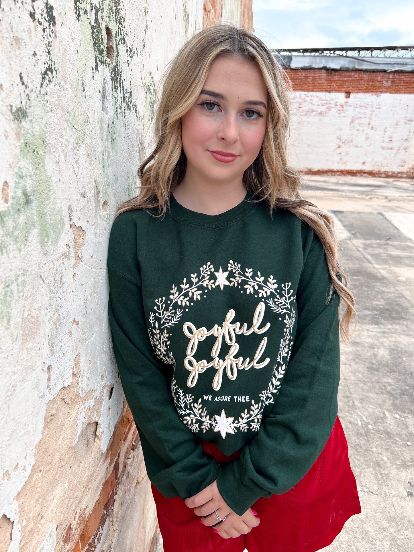 Joyful Joyful Green Sweatshirt-Sweatshirt-small town society-Bin b6, Max Retail-The Twisted Chandelier