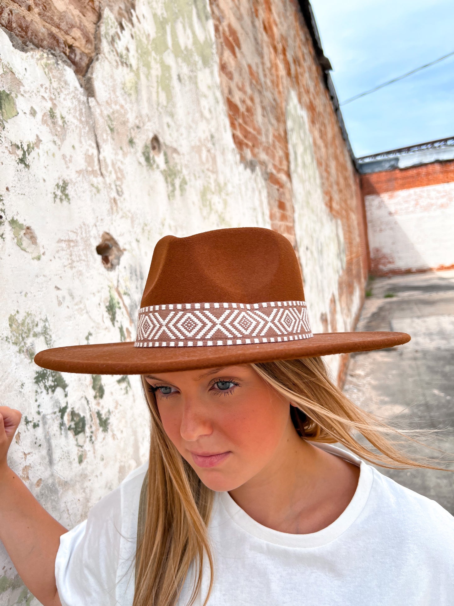 Boho Striped Hatband Fedora Hat - Brown-Hats-Fame Accessories-MMT8257-The Twisted Chandelier