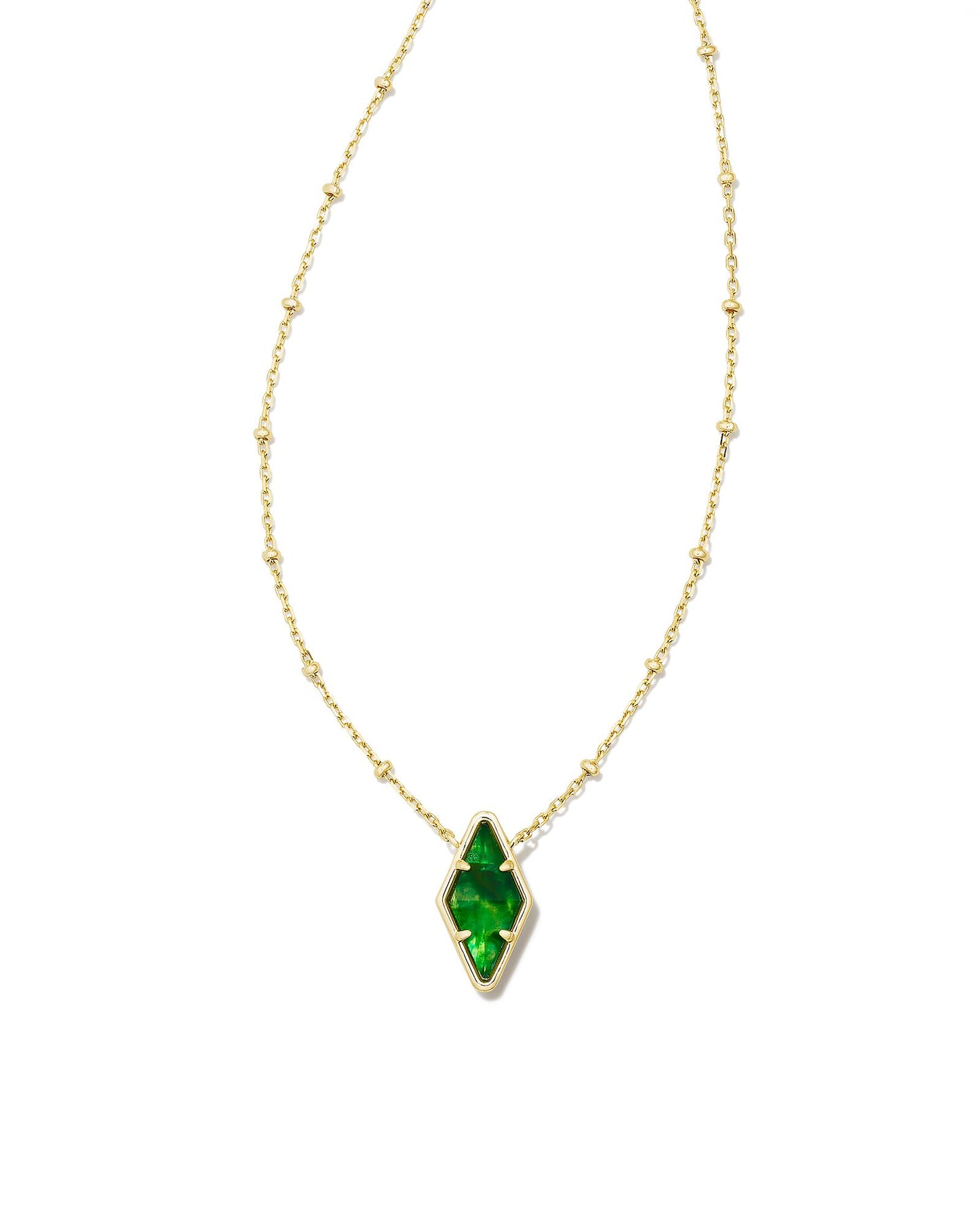 Kendra Scott Kinsley Short Pendant Necklace Gold Kelly Green Illusion-Necklaces-Kendra Scott-N00329GLD, wholesale exclusive-The Twisted Chandelier
