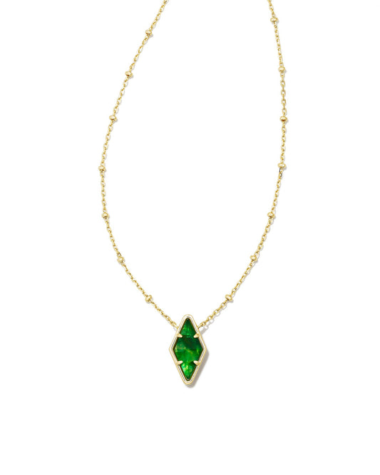 Kendra Scott Kinsley Short Pendant Necklace Gold Kelly Green Illusion-Necklaces-Kendra Scott-N00329GLD, wholesale exclusive-The Twisted Chandelier