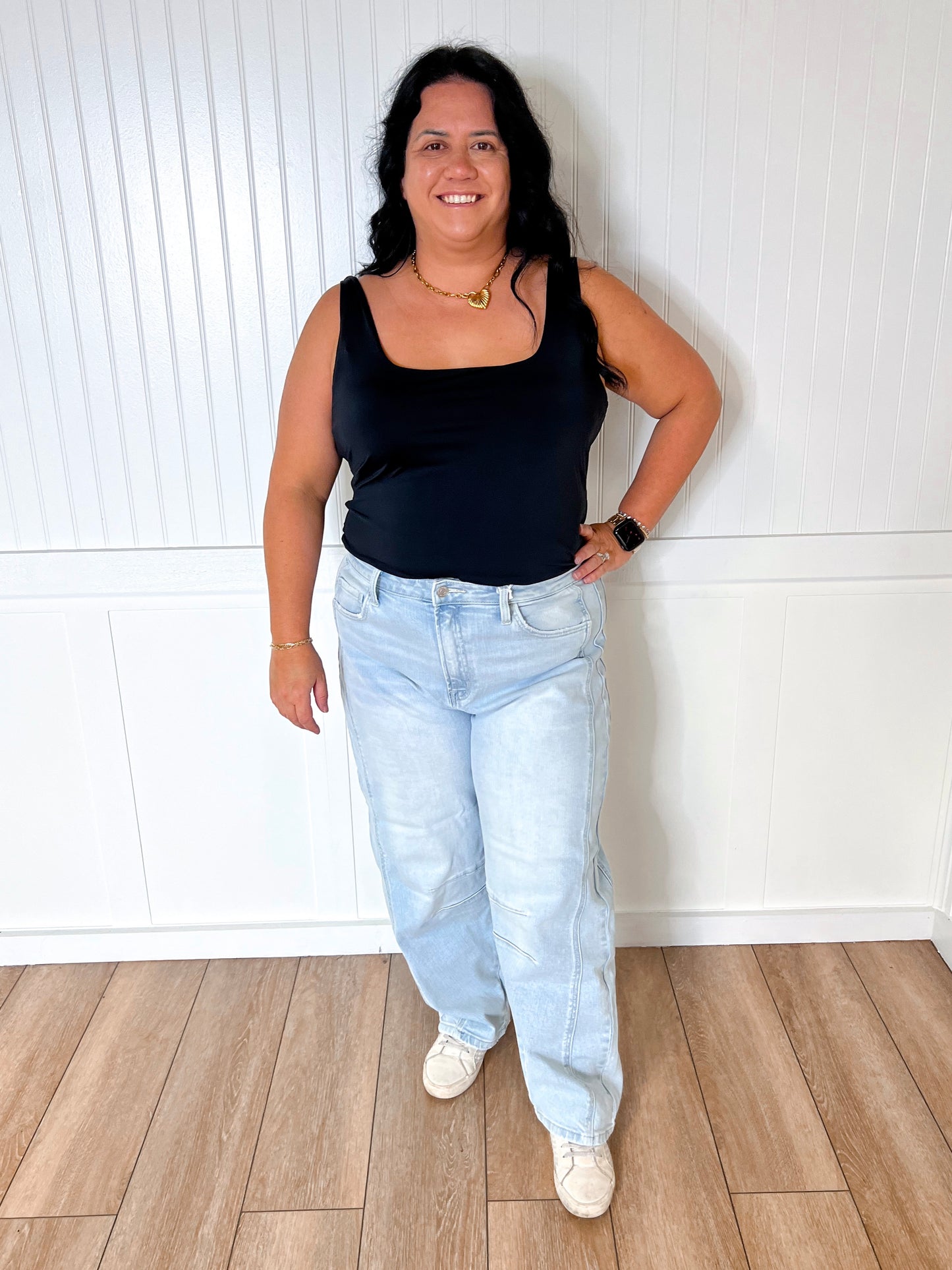 Gabriella Square Neck Tank Bodysuit- Plus-Shirt-Kori America-$25 & Under Sale,04/25,05/27/24,1st md,BIN A 3,Max Retail,Tops Collection-The Twisted Chandelier