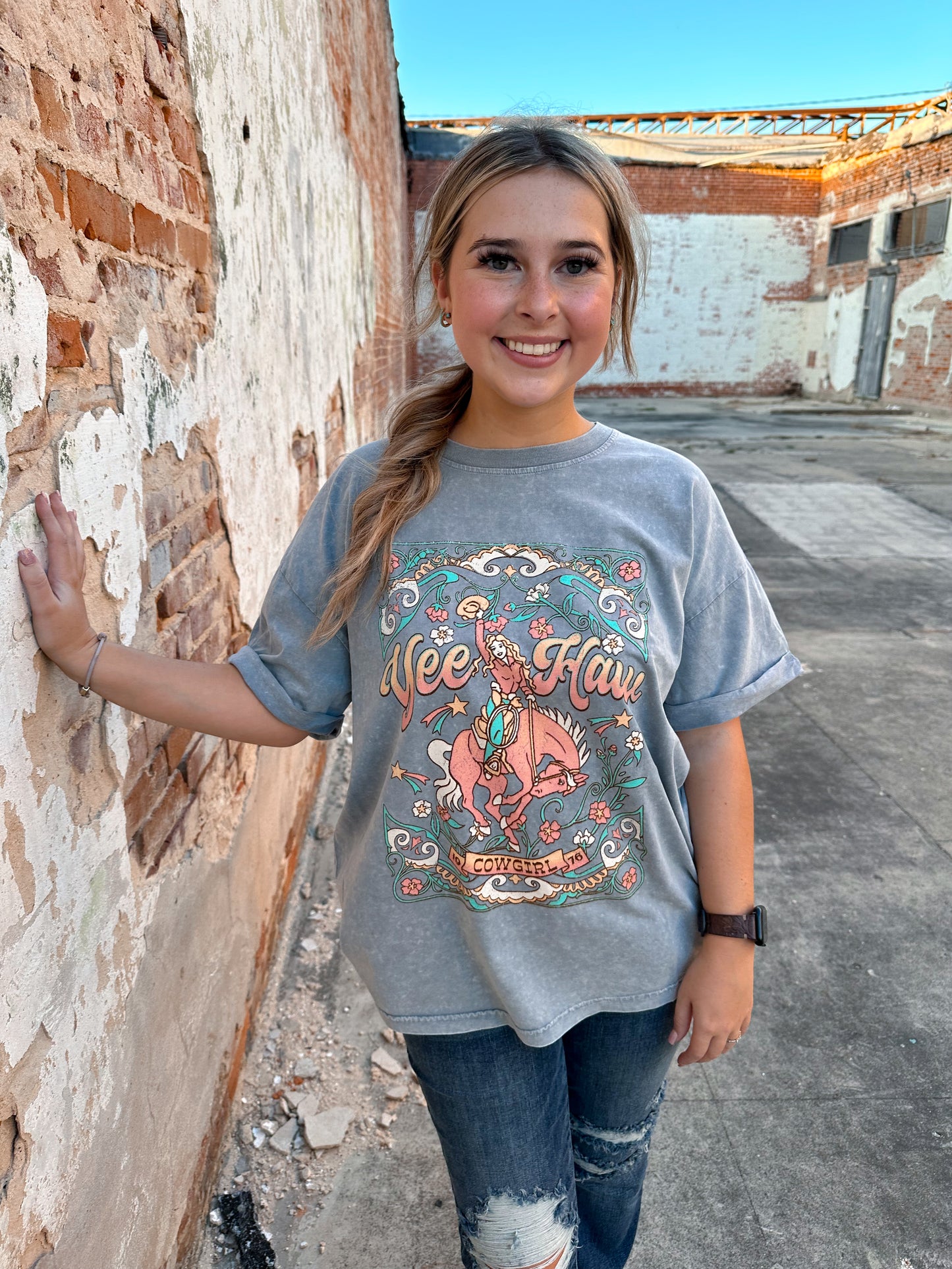 Yee Haw Botanical Cowgirl Graphic T-Shirt-top-Zutter-8/8/23-The Twisted Chandelier