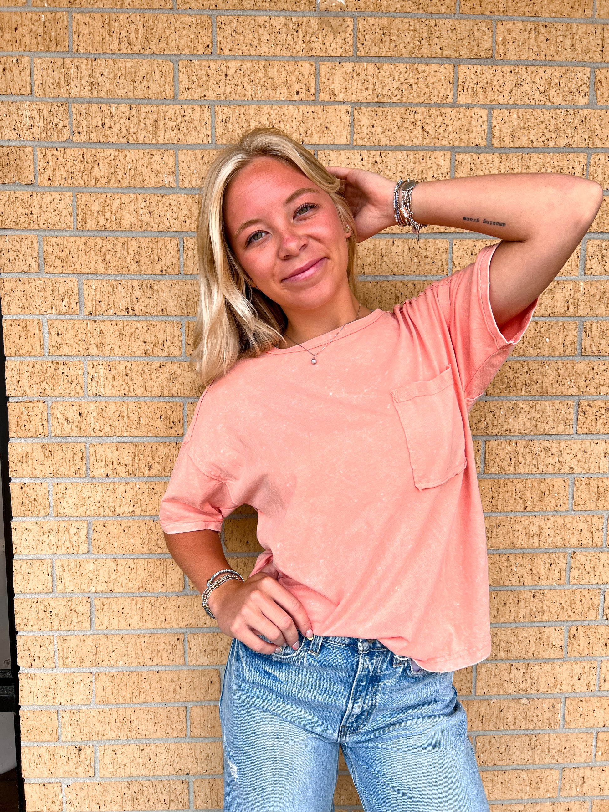 Jillian Oversized Crop Comfy Knit Top - Salmon-VERY J-BIN A 3,FD 08/12/25,NT12068,Tops Collection-The Twisted Chandelier