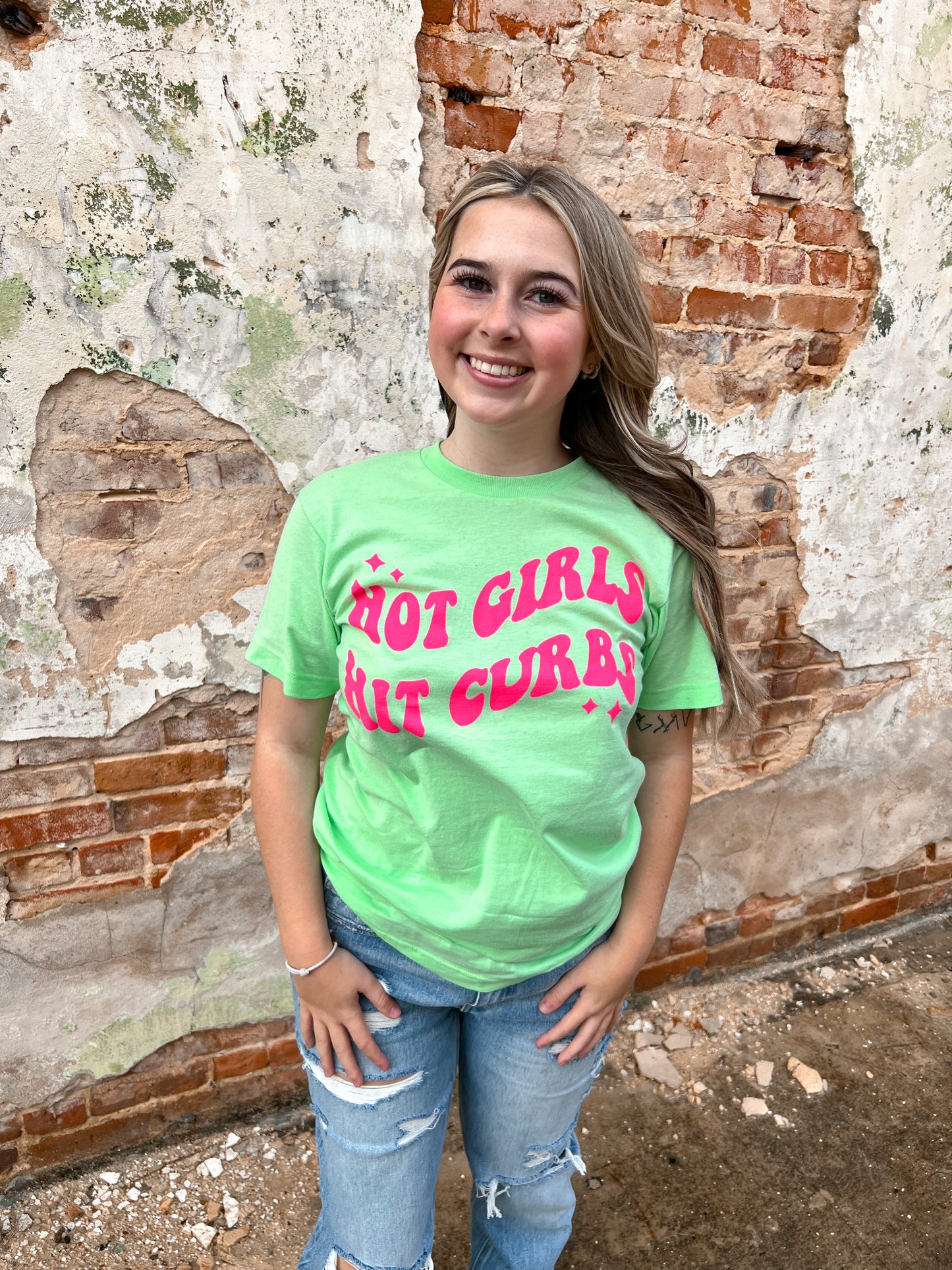 Hot Girls Hit Curbs Graphic Tee-Graphic T-Shirt-The Twisted Chandelier--The Twisted Chandelier