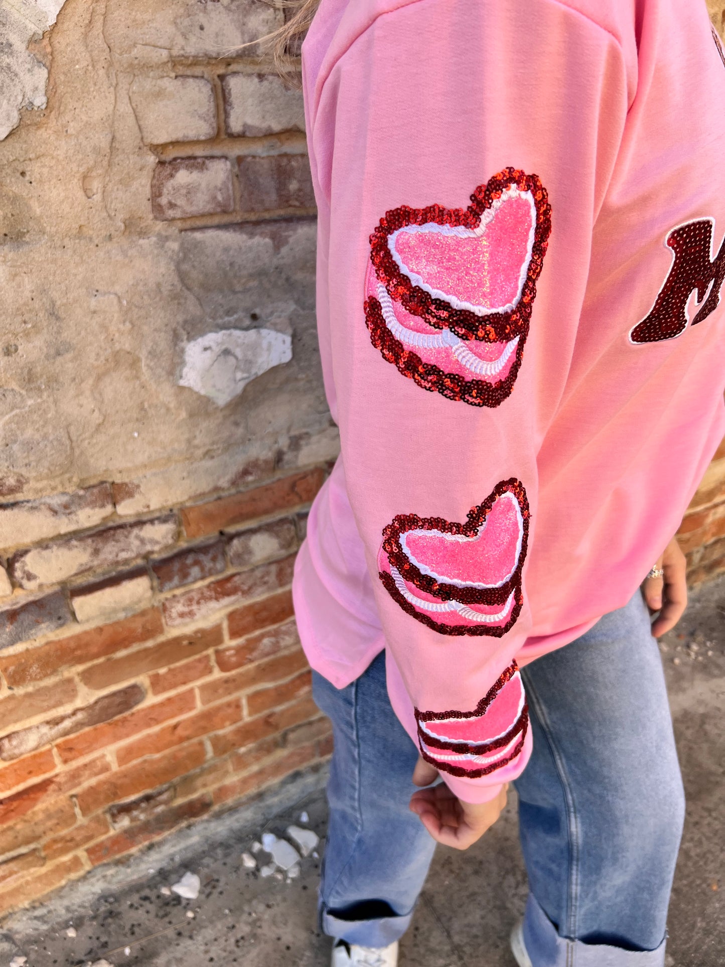 Be Mine Pink Sweatshirt-Sweatshirt-Southern Grace Wholesale-Bin c1,FD 01/07/25,Tops Collection-The Twisted Chandelier